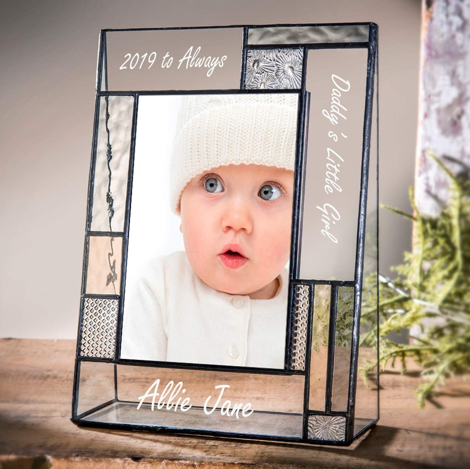 Personalized Dad Photo Frame - Engraved Stained Glass Gift for Father's Day | Perfect for Home & Office Decor