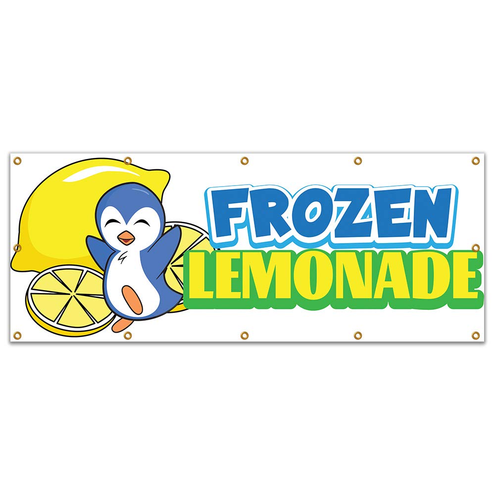 Frozen Lemonade 120-Inch Vinyl Banner for Concession Stands & Food Trucks - Single Sided - Perfect for Outdoor Events, Carnivals, and Mobile Business Advertising