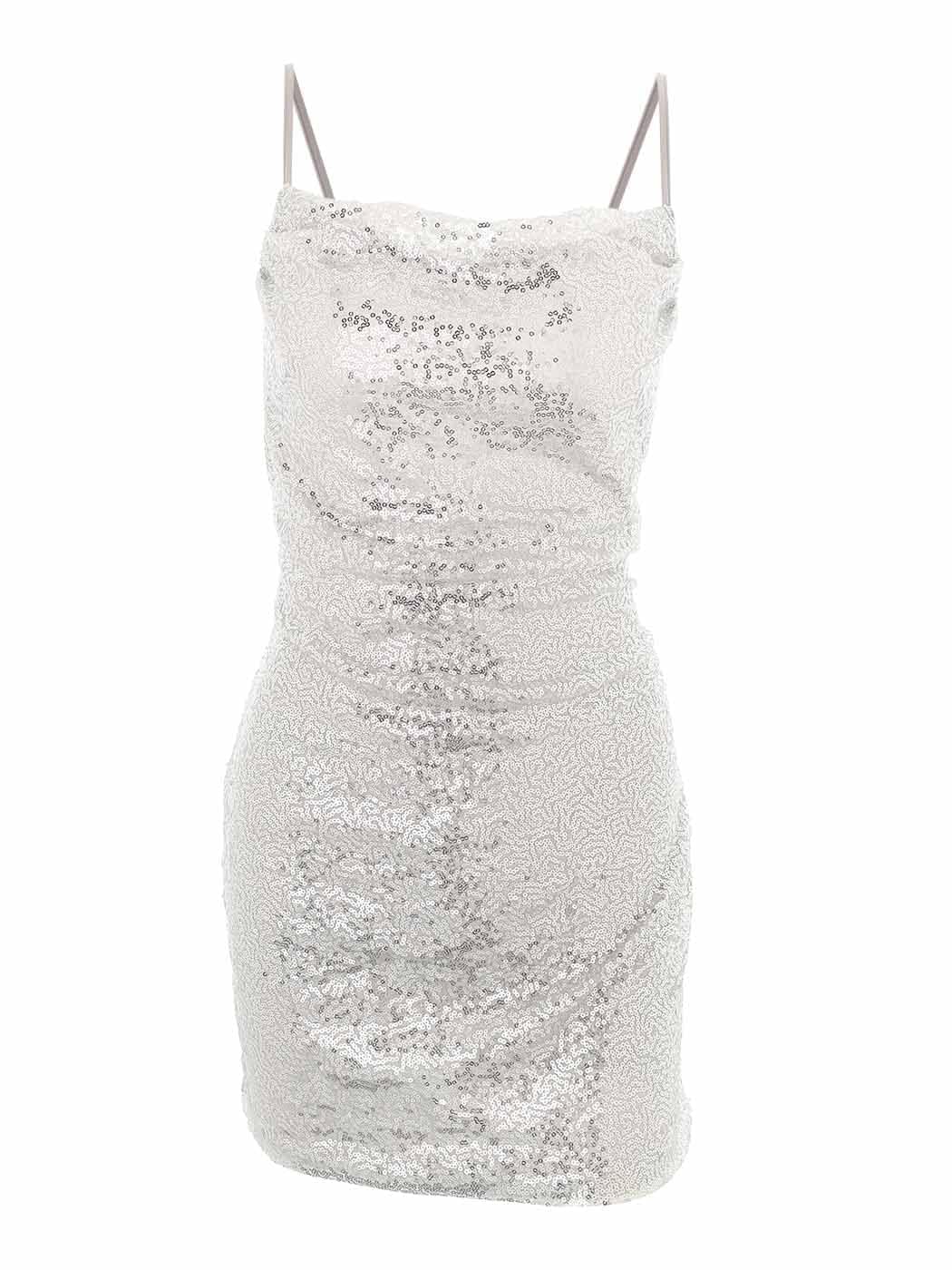 Sparkly Sequin Bodycon Dress for Women - Backless Spaghetti Strap Clubwear Mini Dress for Cocktail Party & Night Out | Elegant Evening Wear & Club Outfit