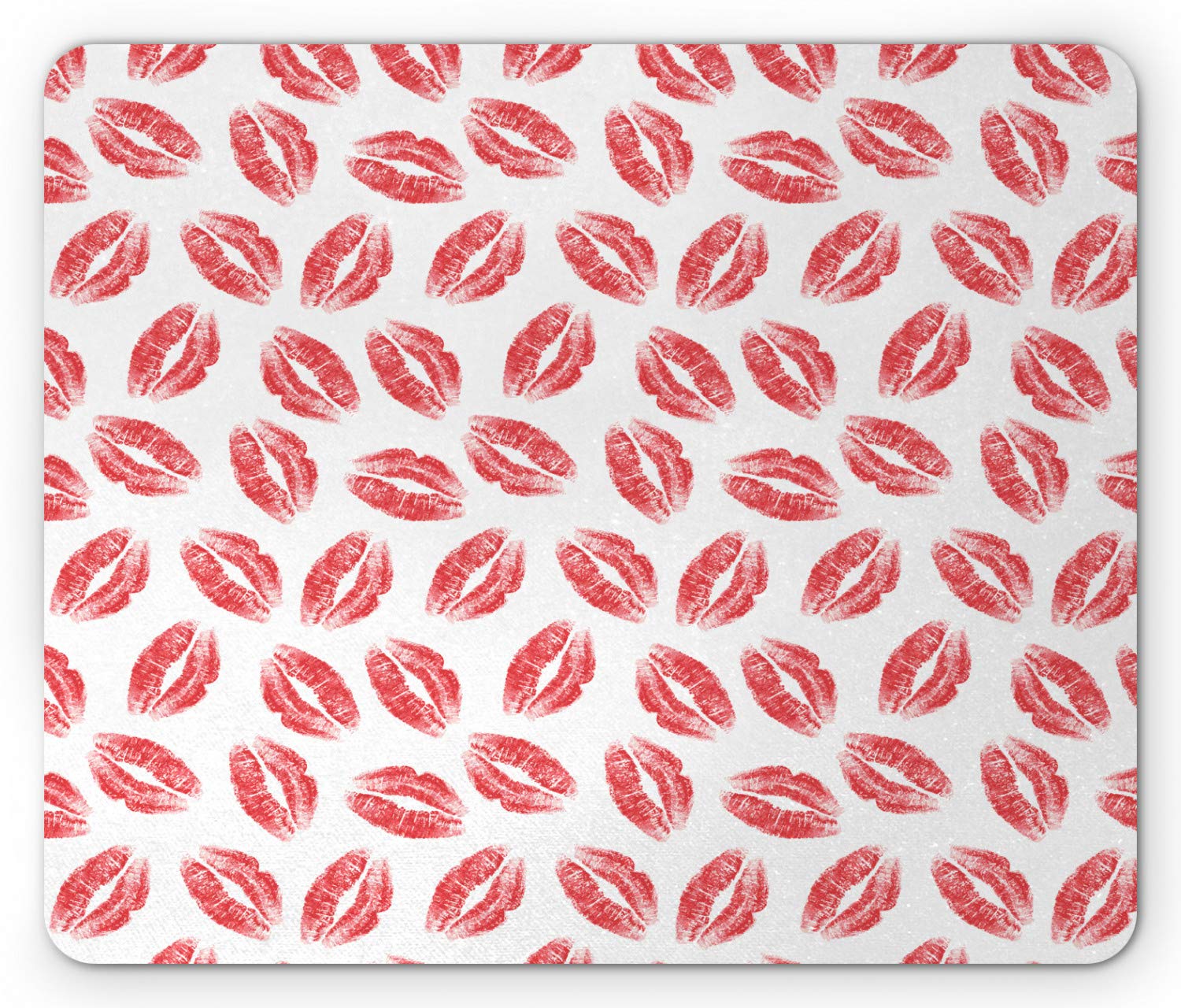 Ambesonne Kissing Mouse Pad - Non-Slip Rubber Mousepad with Romantic Lipstick Lips Print in Dark Pink & White, Standard Size - Perfect for Office, Gaming & Home Computer Use