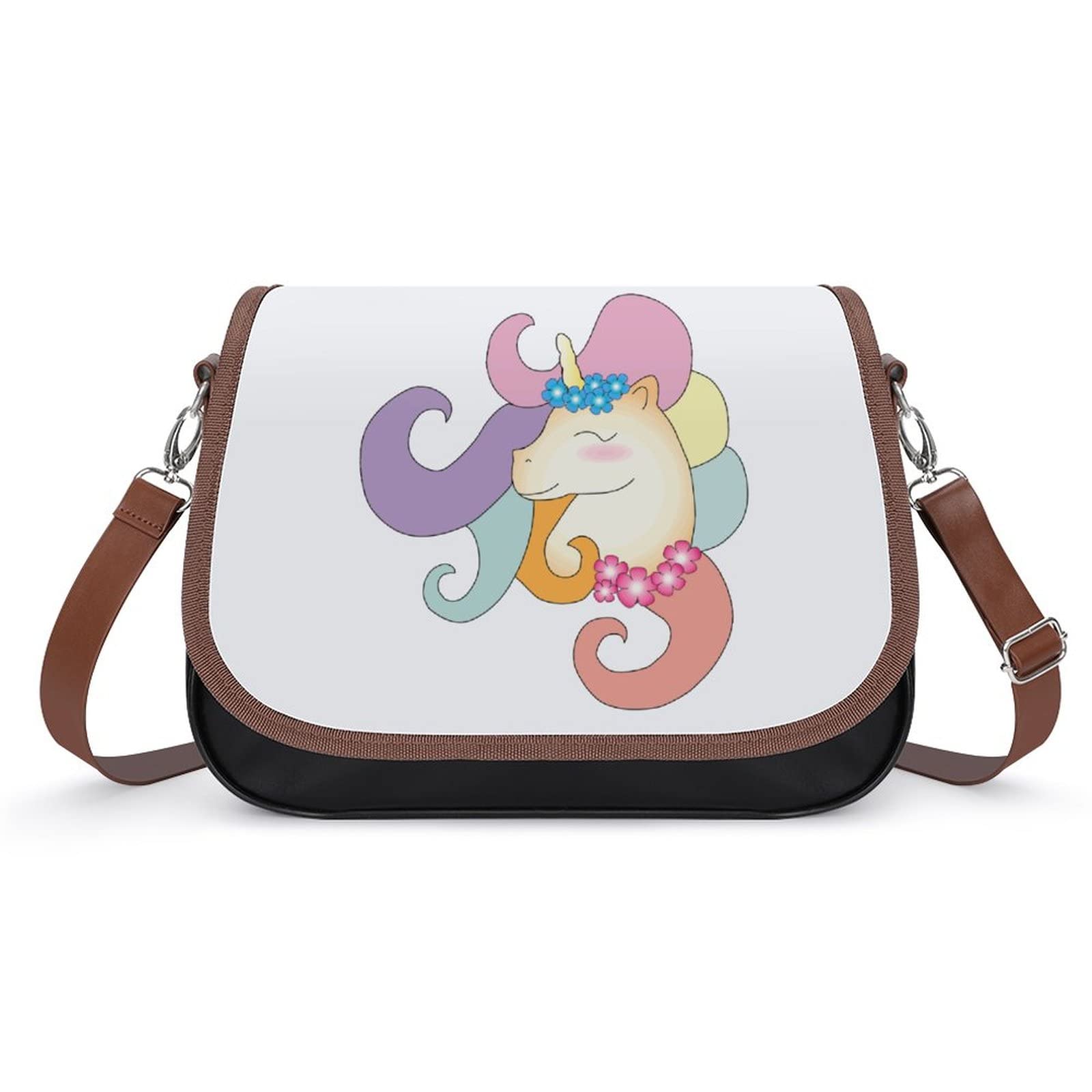 Stylish Printed Crossbody Shoulder Bag for Women - PU Leather Designer Satchel with Cute Unicorn Pattern | Perfect for Daily Use, Travel, Shopping & Casual Outings