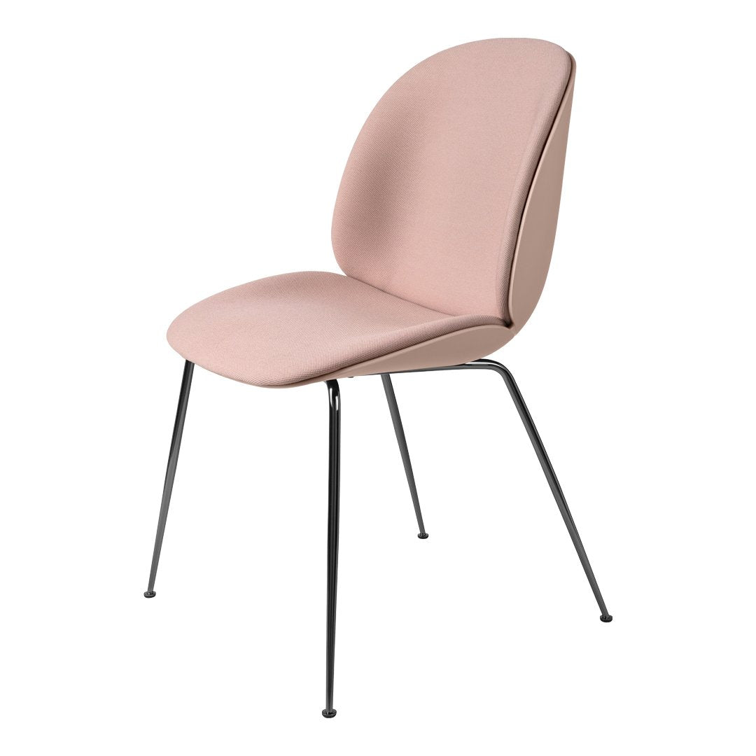 Beetle Dining Chair - Modern Upholstered Seat with Black Chrome Conic Base - Perfect for Kitchen, Dining Room & Office Spaces