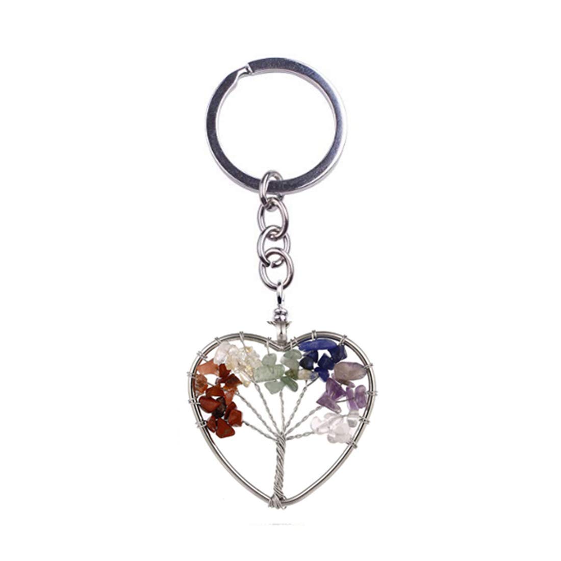Handmade Tree of Life Keychain with Natural Crystal Stone – DIY Charm Pendant Necklace for Women & Men – Perfect for Gifts, Spiritual Jewelry, and Everyday Accessories