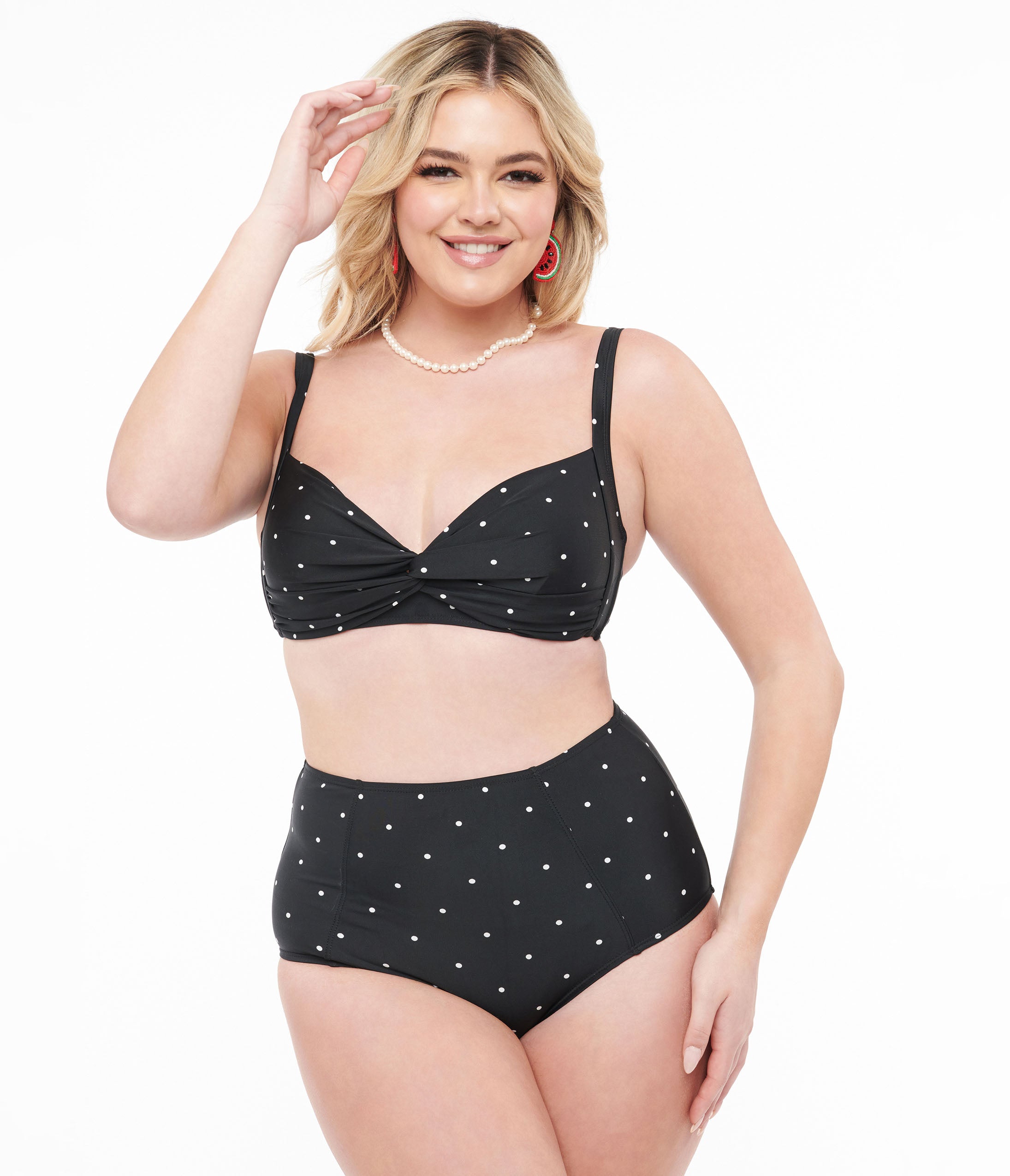 Black and White Polka Dot Bikini Set - Women's Two Piece Swimwear for Beach, Pool, and Summer Vacations