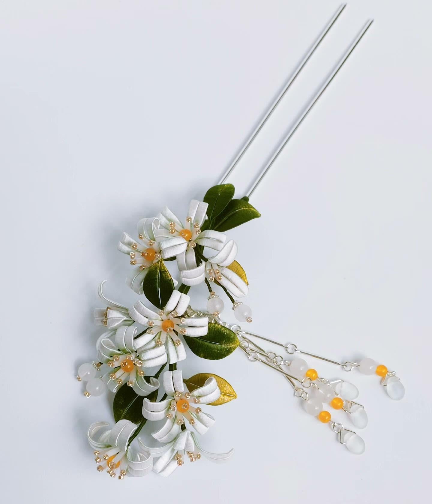 Handmade Orange Blossom Silk Hairpin - Elegant Floral Hair Accessory for Weddings, Parties & Special Occasions