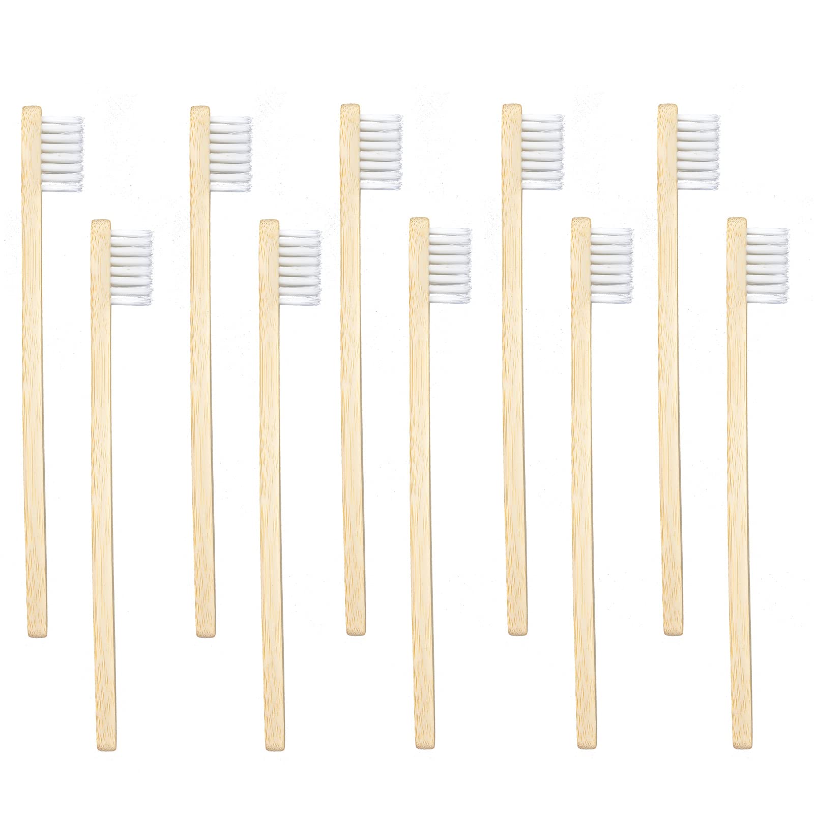 SEVENHEAD 10 Pack Kids Bamboo Toothbrushes with Soft Bristles - Natural Biodegradable BPA-Free Eco Friendly Wooden Toothbrushes (White) | Gentle Dental Care for Children, Sustainable Bathroom Essentials, Perfect for Travel & Daily Oral Hygiene