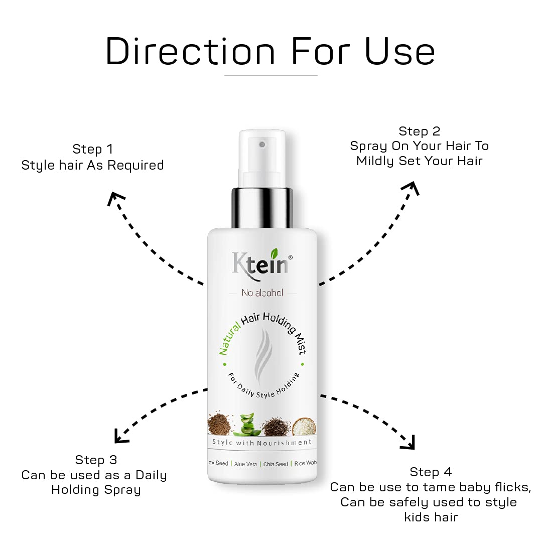 Ktein Natural Hair Holding Spray - Alcohol-Free Styling Spray for All Hair Types (100ml) | Perfect for Daily Use, Special Occasions & Travel