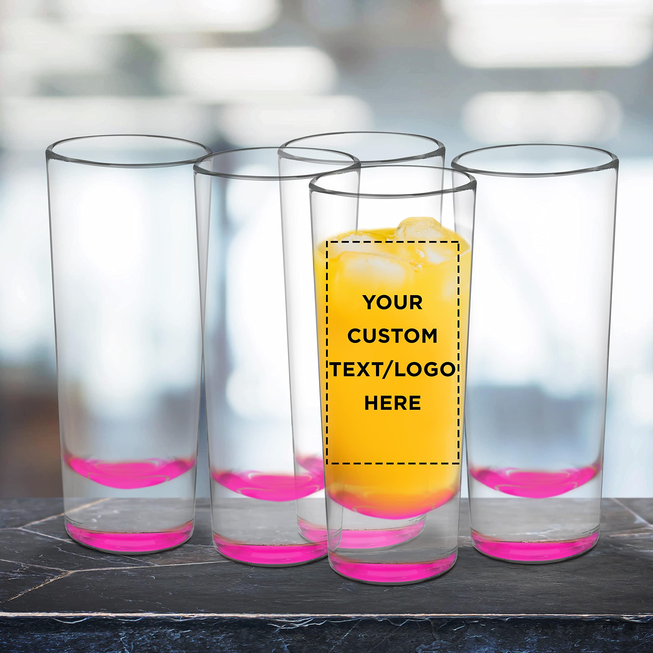 Custom 2 oz Cordial Shot Glasses - Bulk Set of 100 Personalized Pink Shooter Glasses for Parties, Weddings & Events - Perfect for Cocktails, Liquor Tasting & Bar Decor