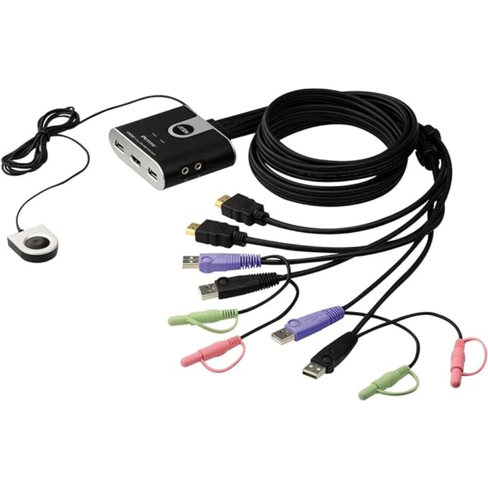 Aten Technologies CS692 2-Port USB HD Video/Audio KVM Switch - Dual Monitor Control for Home Office & Gaming Setup