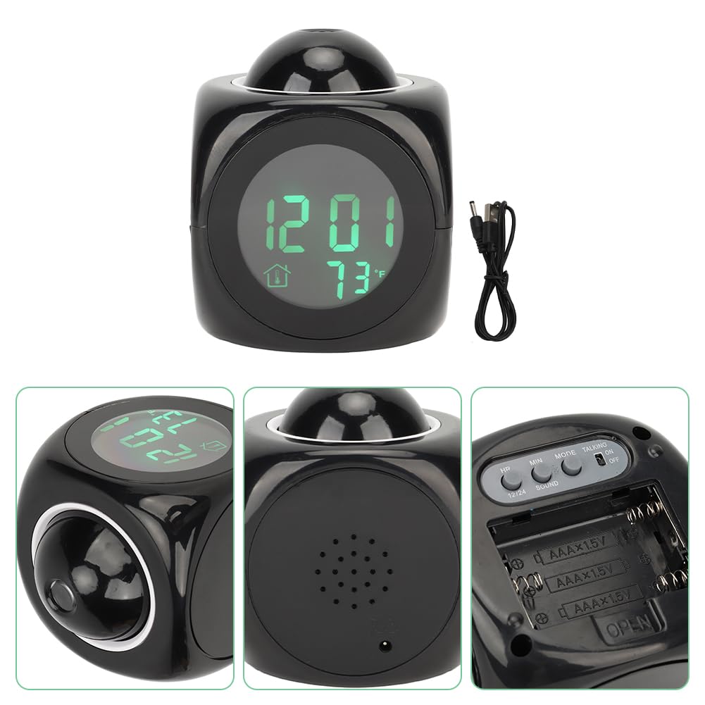 Wireless Projection Alarm Clock with LED Display, Digital Time & Temperature Projector for Bedroom Ceiling - Perfect for Nightstand, Kids Room, Home Office & Sleep Timer Use