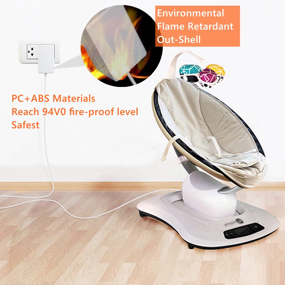 6ft Power Cord Replacement for 4moms mamaRoo 4 & RockaRoo Baby Swing - 12V 3A AC Adapter Charger Plug for mamaroo 2015 Infant Seat Bouncer - Perfect for Home, Nursery & Travel Use