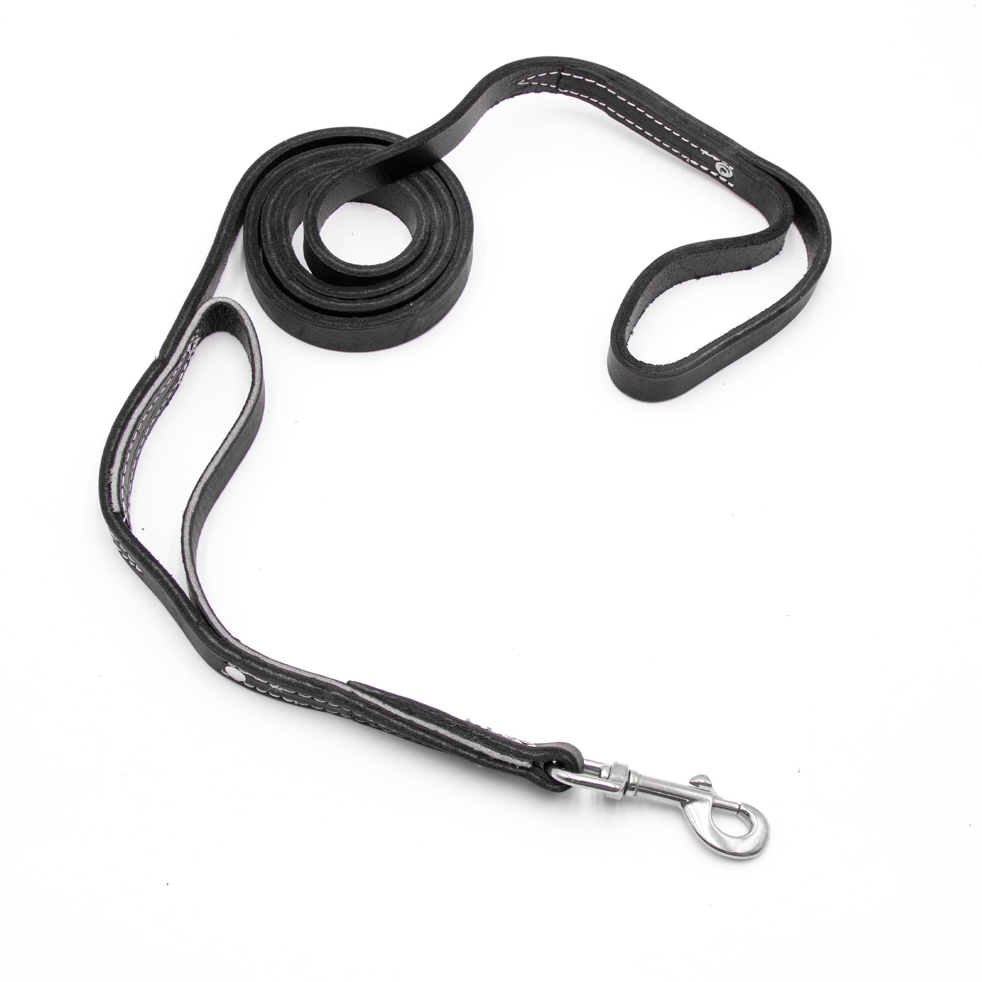 Premium 6ft Black Latigo Leather Dog Leash - 3/4