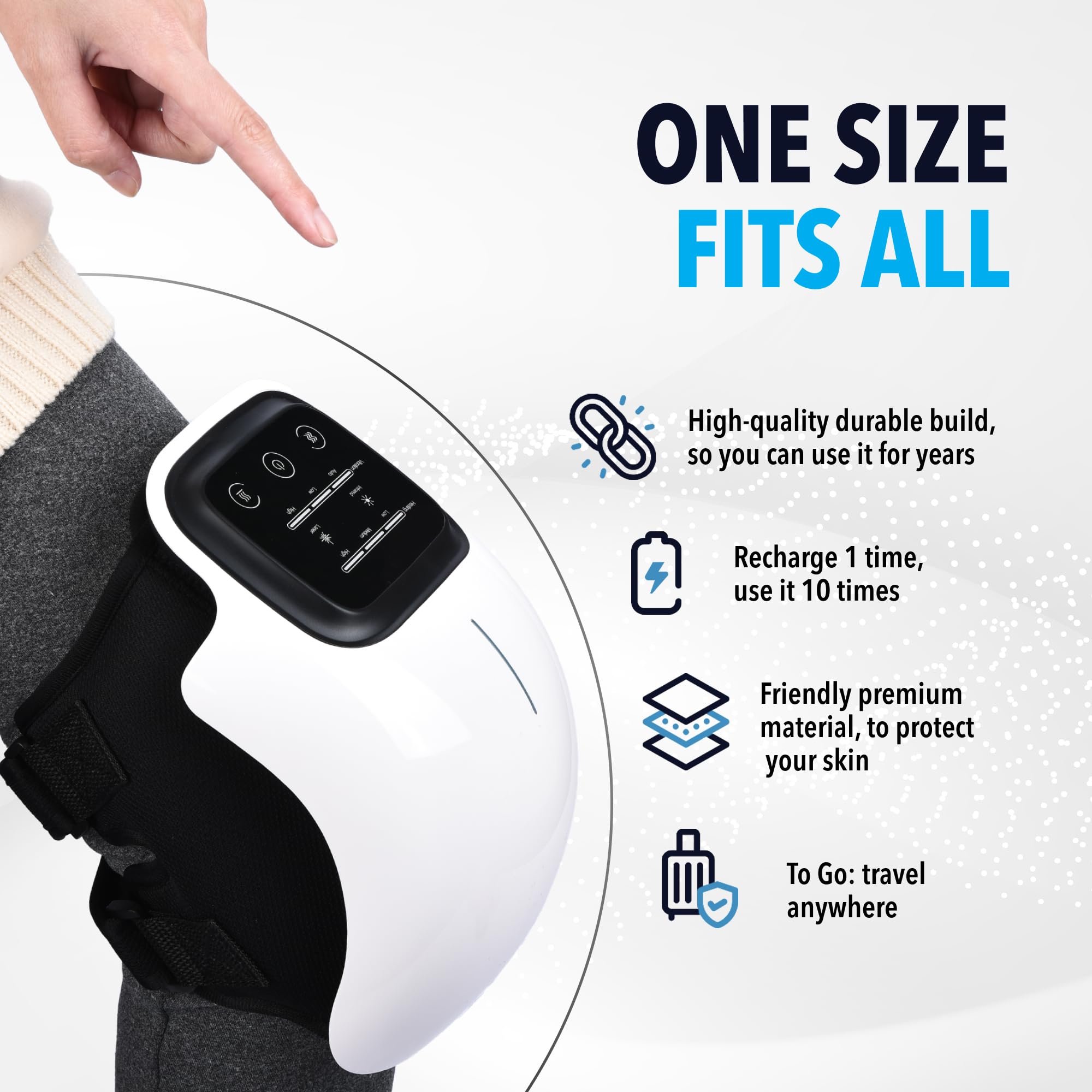 FORTHiQ 3-in-1 Cordless Knee Massager with Heat Therapy, Red Light Therapy & Vibration Massage - 2024 Smart Knee Pain Relief for Arthritis, Joint Pain - FSA/HSA Eligible - Perfect Gift for Seniors, Parents & Grandparents - Use at Home, Office or While Traveling