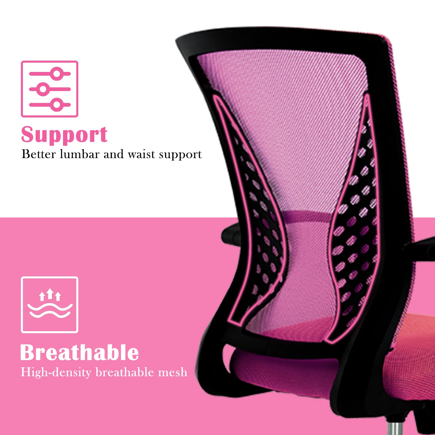 Ergonomic Office Chair for Women - Adjustable Mid Back Swivel Computer Chair with Lumbar Support & Armrests, Breathable Mesh Desk Chair for Home Office, Conference Room, and Workspaces - Perfect for Long Hours of Comfortable Working