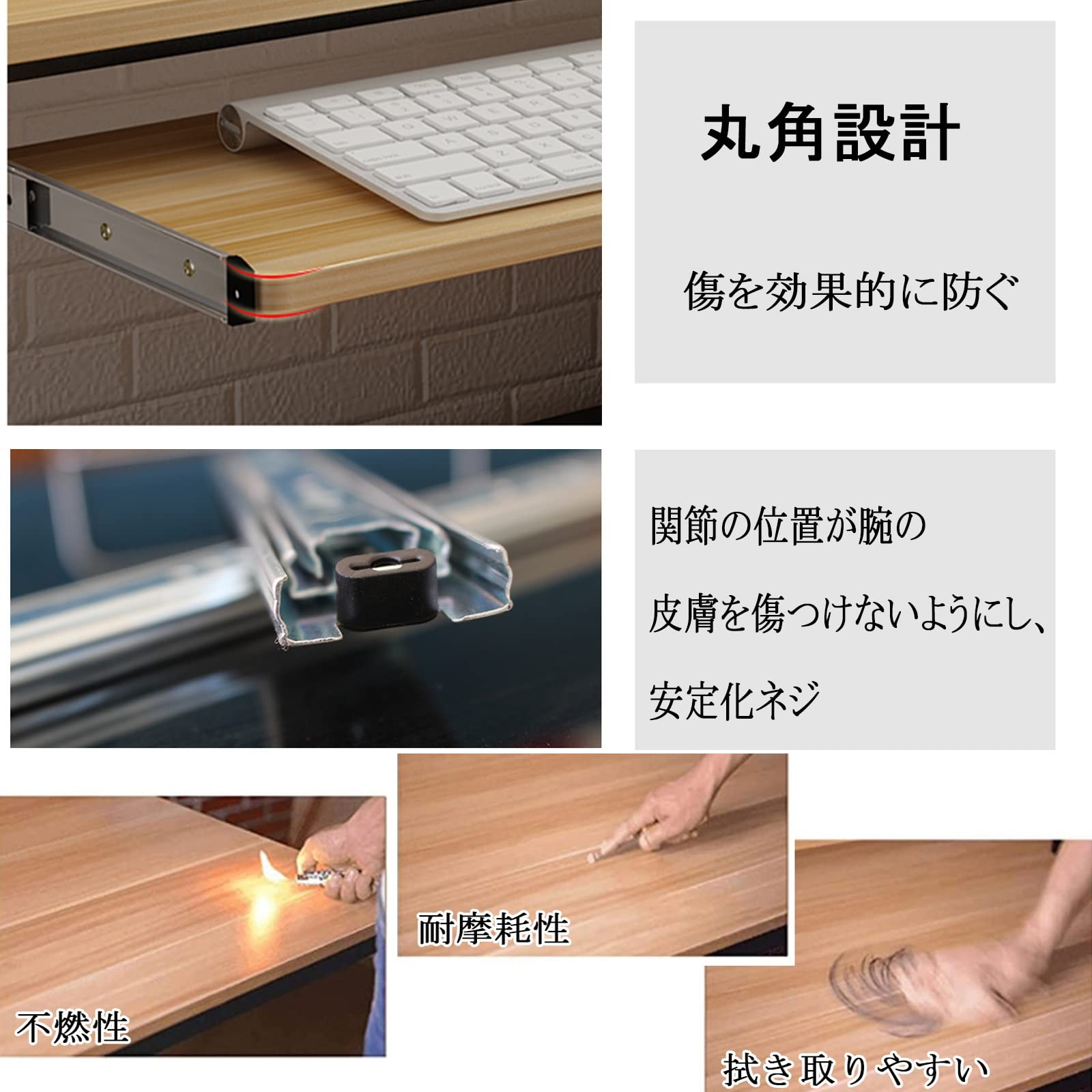 Ergonomic Slide-Out Keyboard Tray Under Desk - Adjustable Height Keyboard & Mouse Holder Workspace Organizer - Eye Protection Design for Home/Office Use - Perfect for Gaming, Typing & Computer Workstations
