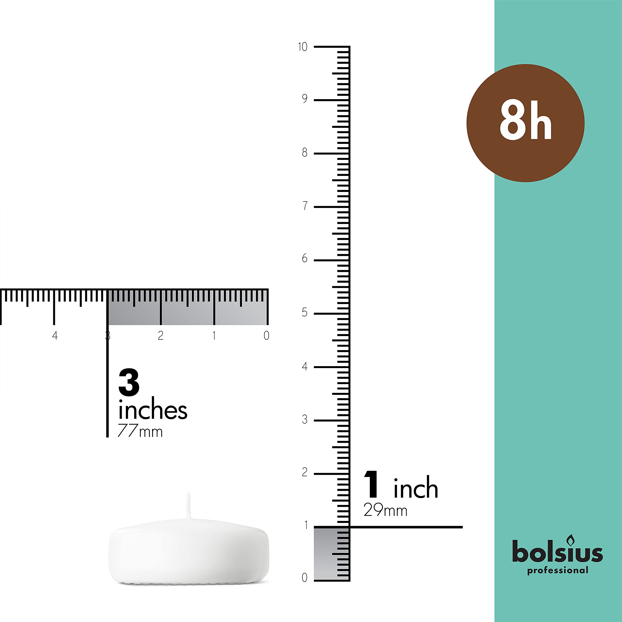 BOLSIUS White Floating Candles 3 Inch - Set of 12 Long-Lasting Candles - 8 Hour Clean Burn - Vegan Palm Oil Free - Premium European Wax - Perfect for Weddings, Spa, Bath & Home Decor