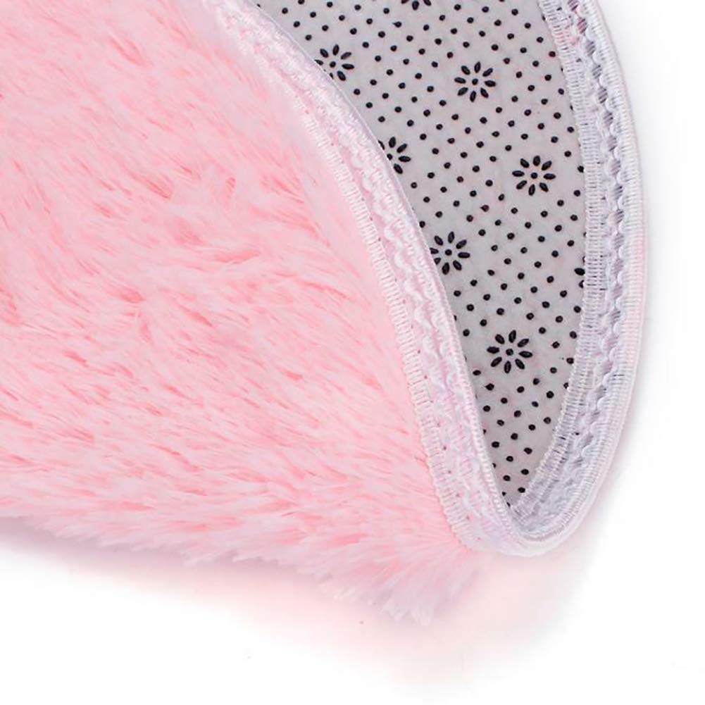 40cm Round Coral Fleece Bath Mat - Soft Non-Slip Floor Rug for Bathroom & Bedroom - Home Decor in Grey & Purple - Perfect for Shower, Bathtub & Bedside Use