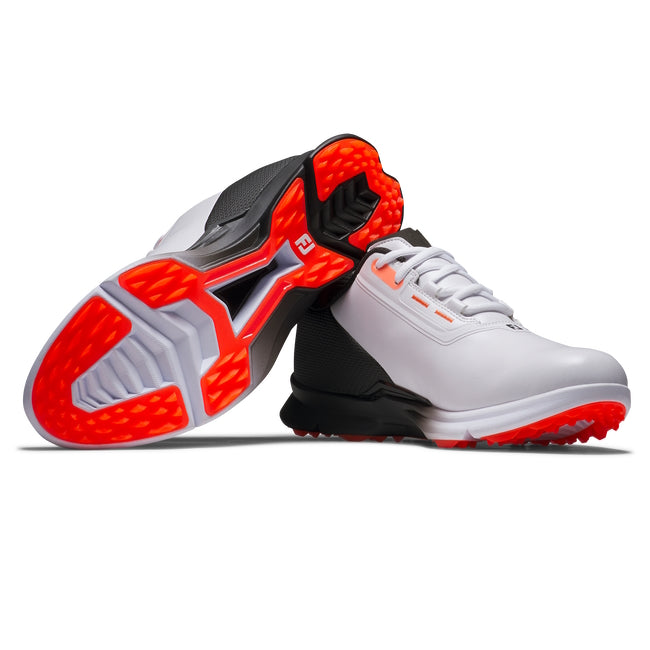 FootJoy Men's FJ Fuel Spiked Golf Shoes 55420 - White/Black/Coral - Comfortable & Waterproof Golf Footwear for Men - Perfect for Golf Tournaments & Casual Play