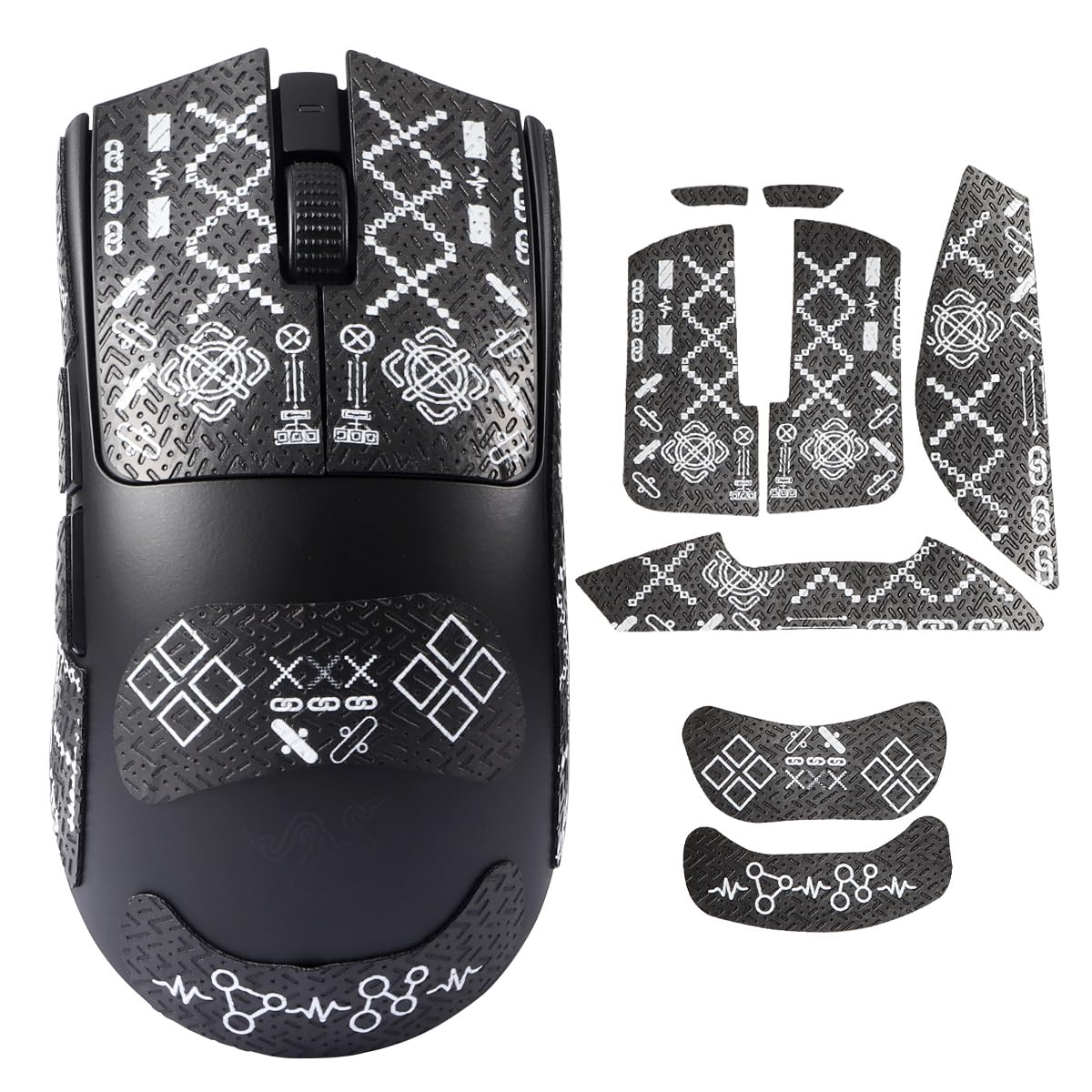 Razer Viper V3 Pro Mouse Grip Tape - Anti-Slip, Sweat-Resistant Pre-Cut Stickers | Self-Adhesive Gaming Mouse Accessories (Custom Printing Patterns) | Perfect for Esports, FPS & MOBA Gaming