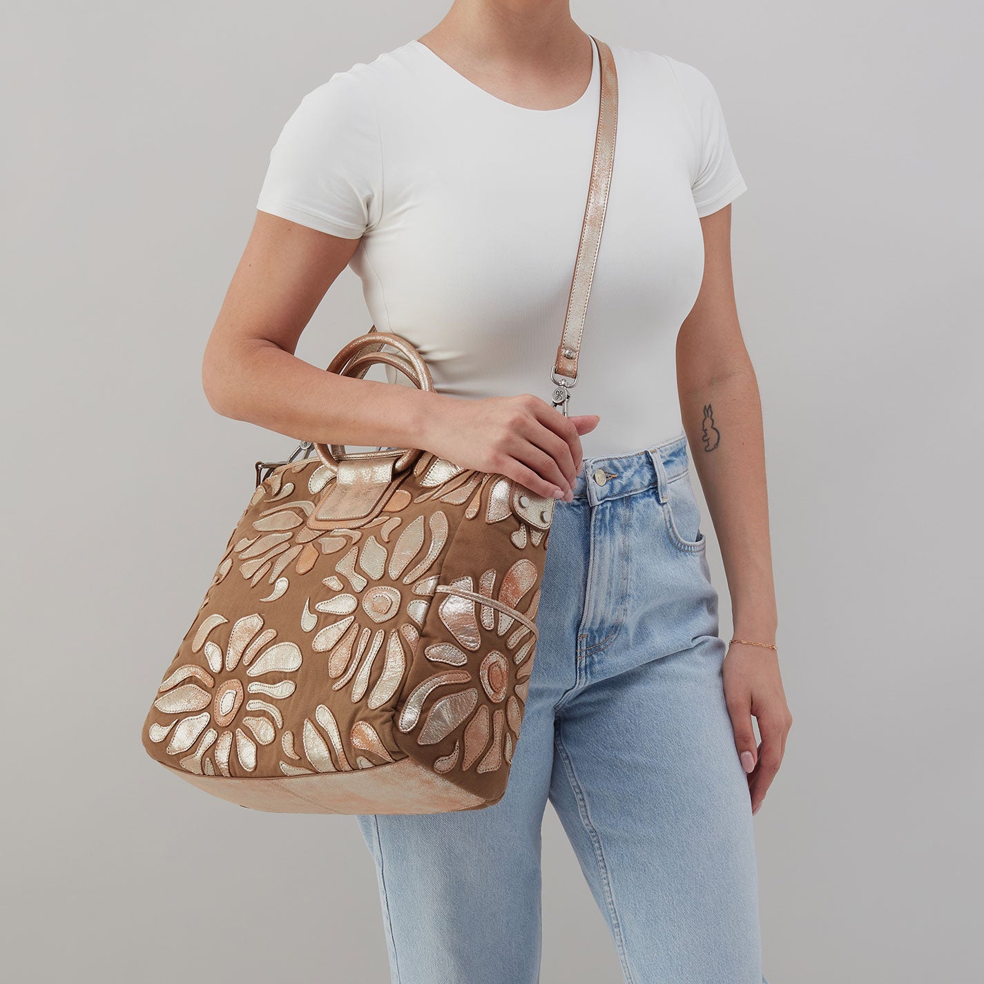 Sheila Large Canvas Satchel Bag with Saddle Stardust Overlay - Perfect for Work, Travel & Everyday Use