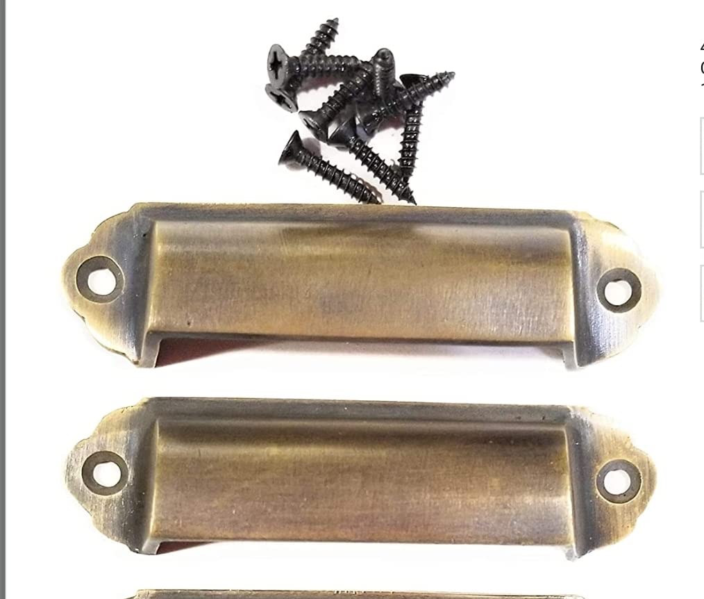 Vintage Brass File Cabinet Handles 3-1/8