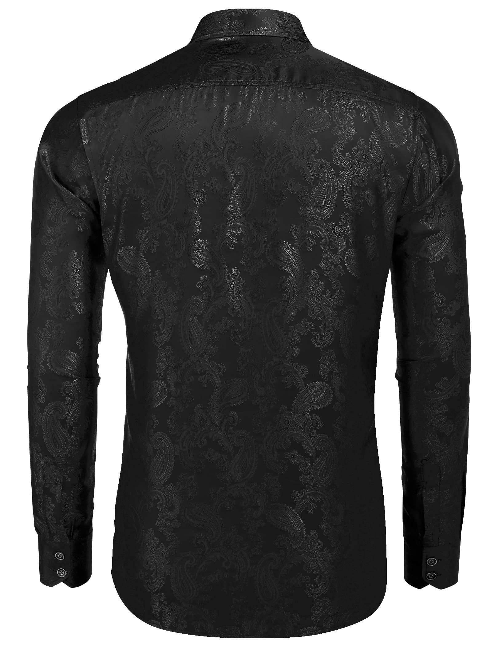 COOFANDY Men's Silk Satin Dress Shirt - Long Sleeve Floral Printed Formal Shirt | Paisley Button Down for Wedding, Party & Prom | Perfect for Business Meetings & Special Occasions