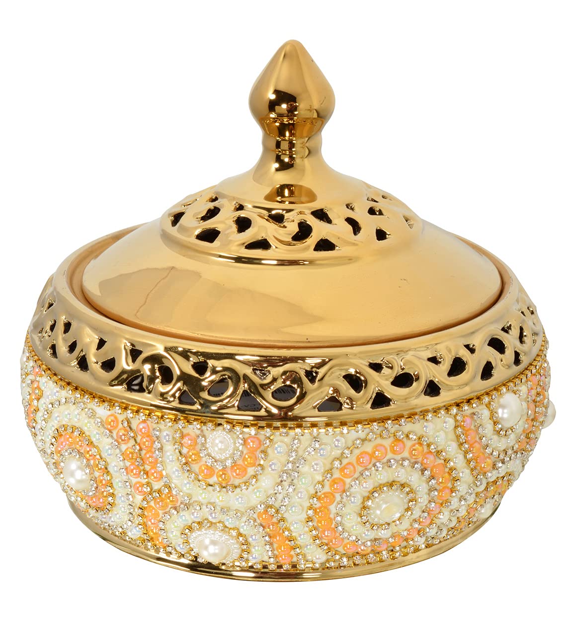 Elegant Gold Pearl Jewelry Box for Women - Decorative Storage for Rings, Necklaces & Earrings - Perfect for Gifts, Vanity & Travel Accessories