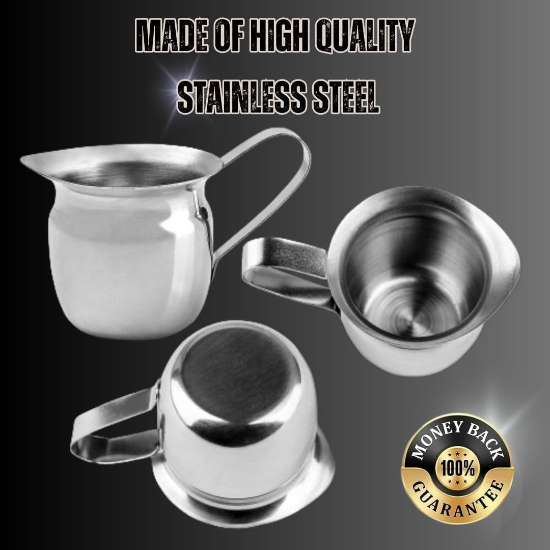 12-Pack 3oz Stainless Steel Creamer Pitchers - Mini Milk Dispenser for Coffee, Tea & Restaurants - Perfect for Coffee Shops, Cafes & Home Use