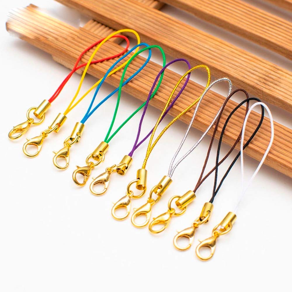 Gold Lobster Clasp Phone Lanyard Strap - DIY Cell Phone Cord, Keychain Charm & Accessory Connector Ring - White - Perfect for Phone Security, Key Organization & Fashion Accessories