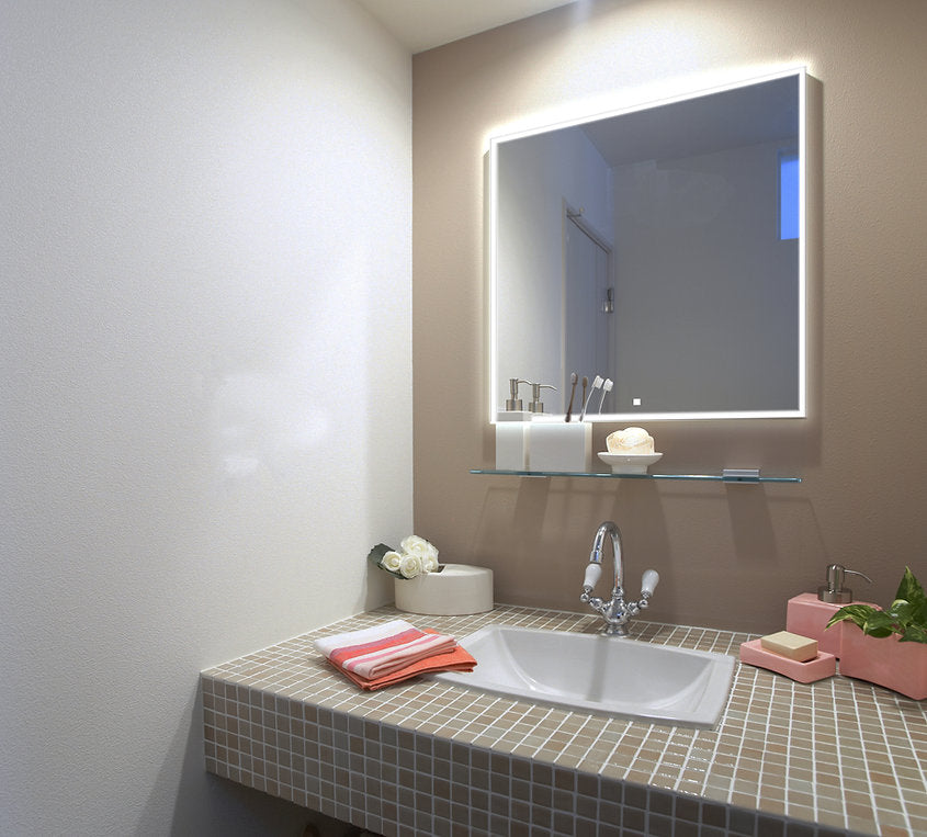Aquadom Edge 40x32 Inch LED Lighted Bathroom Mirror with Anti-Fog - Modern Vanity Mirror for Makeup & Shaving - Perfect for Small Bathrooms & Bedrooms