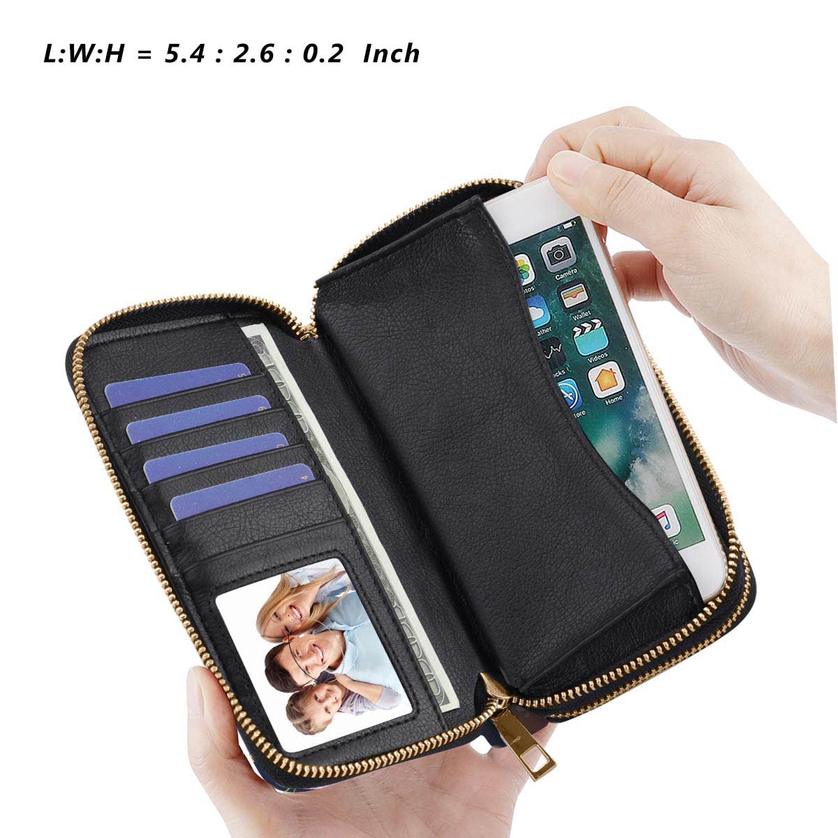 HAWEE Women's Long Clutch Wallet with Dual Zipper - Phone Holder Wristlet Purse with Multiple Card Slots for Cash, Coins & Bills | Perfect for Everyday Use, Travel & Night Out