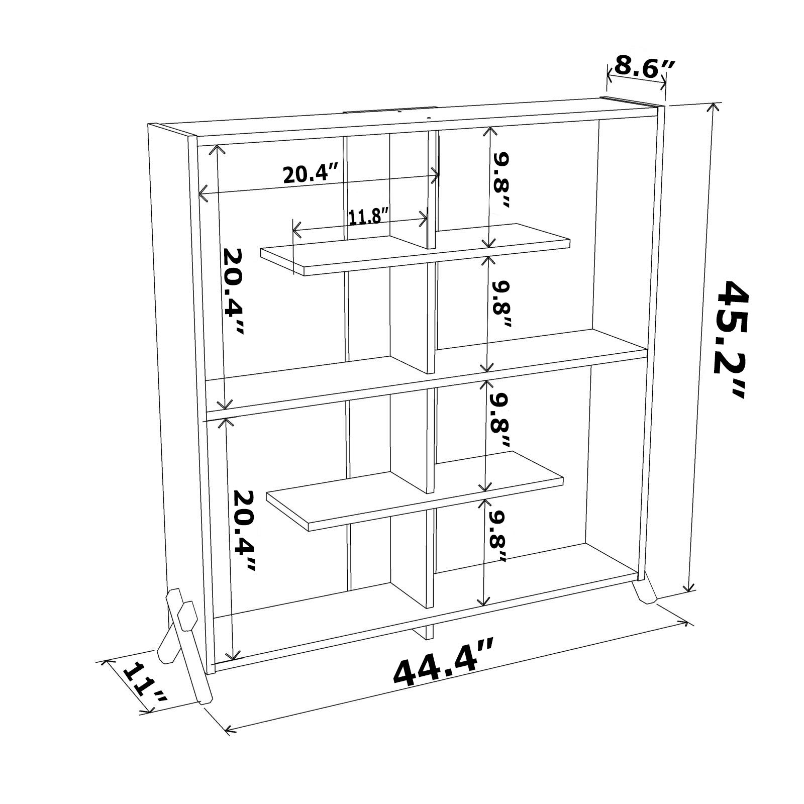 Modern Wooden Bookshelf - Large 4 Tier Open Bookcase Display Cabinet, 45.2