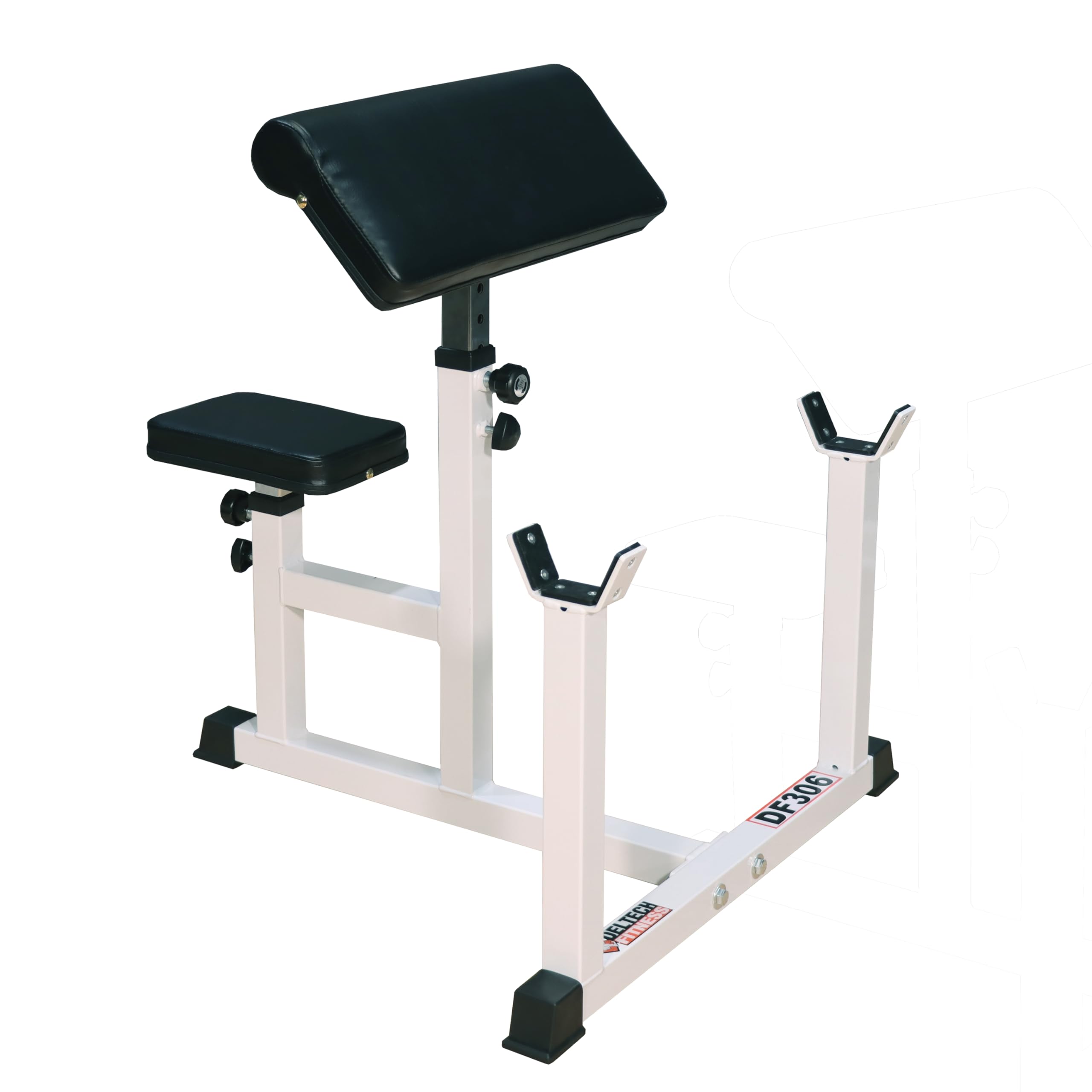 Deltech Fitness DF306 Pro Adjustable Preacher Curl Bench - 500 lbs Capacity Home Gym Equipment for Bicep & Arm Workouts - Perfect for Strength Training with Barbells & Dumbbells - Ideal for Home Gym, Personal Training & Fitness Studios