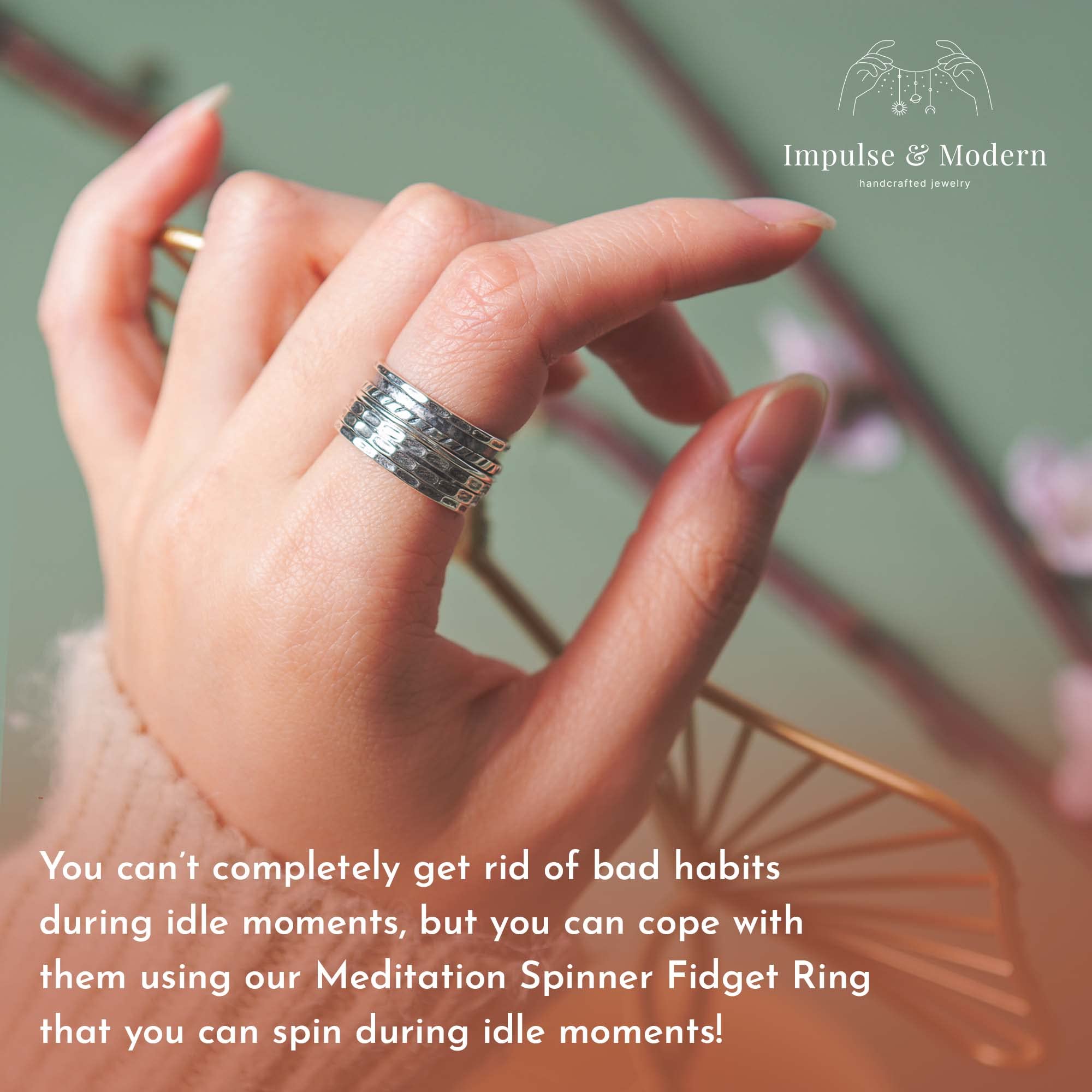 925 Sterling Silver Desire Meditation Spinner Fidget Ring | 4 Rotating Bands for ADHD, Anxiety Relief | Stress Relief Spinning Ring for Women & Men | Perfect for Office, Travel & Daily Use