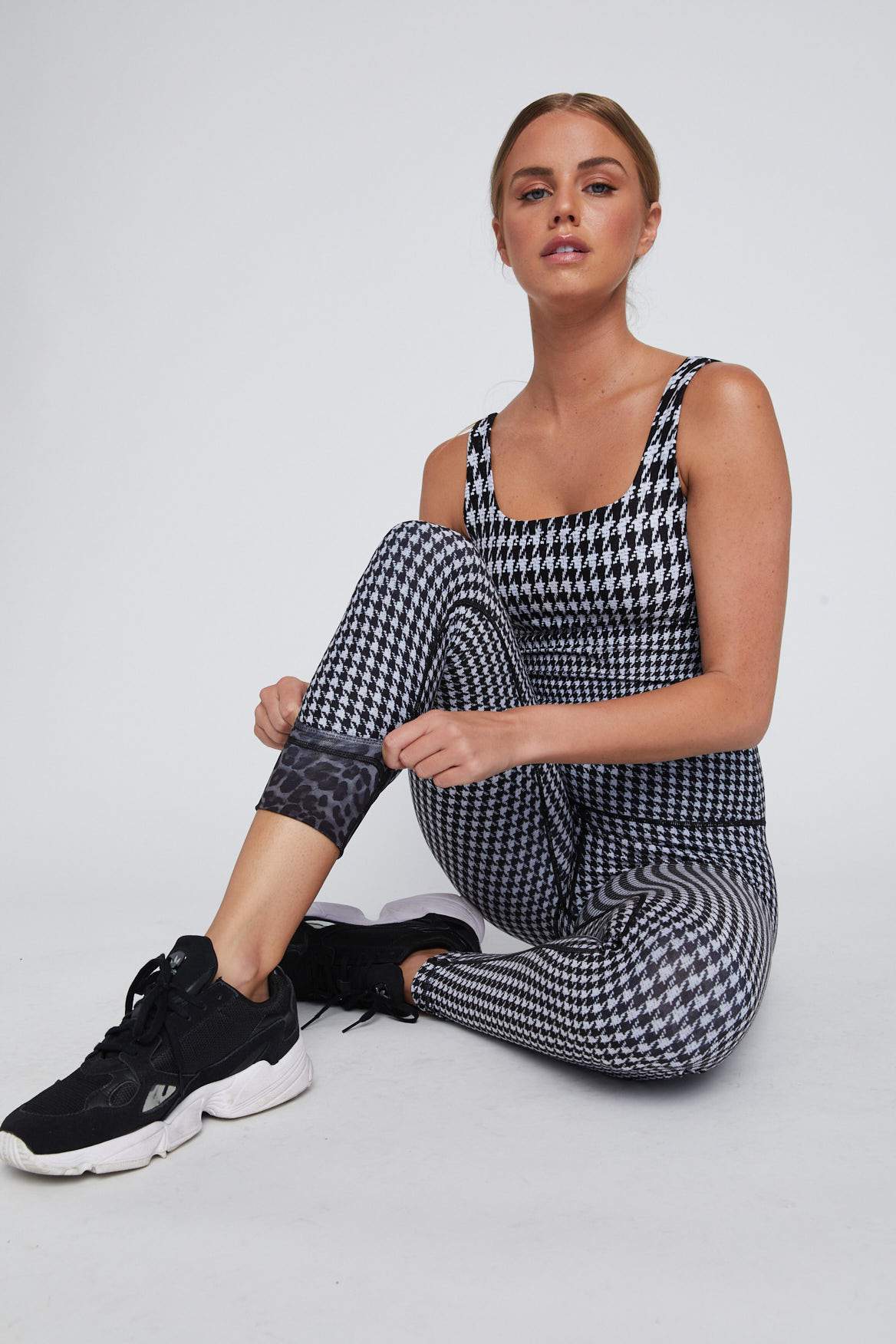 High Waist Reversible Leggings - Black & White Houndstooth & Black Cheetah Print - Yoga, Workout, Lounge & Everyday Wear