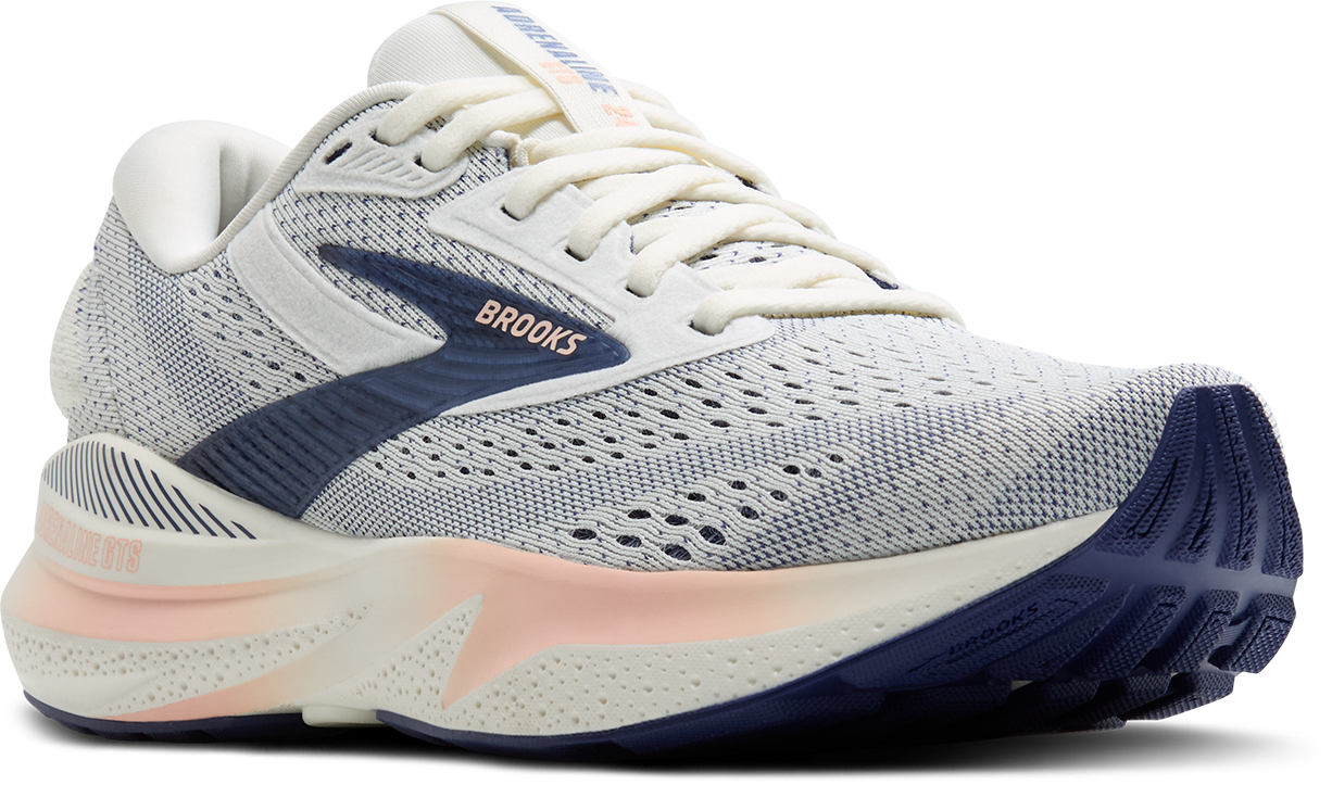 Women's Adrenaline GTS 24 Running Shoes - Lightweight Cushioned Sneakers for Women in Grey/Blue Ribbon/Peach | Perfect for Jogging, Gym Workouts & Everyday Comfort
