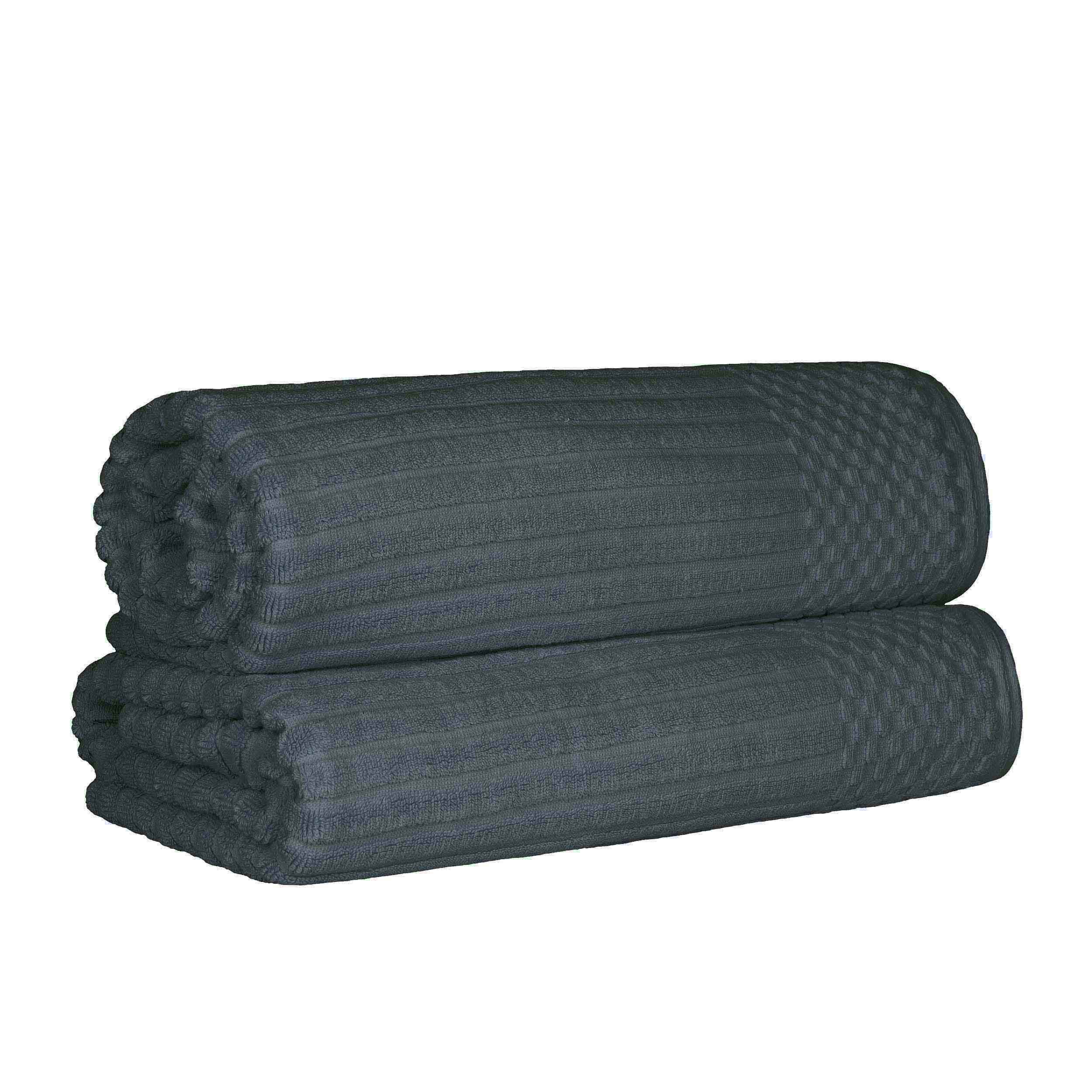 Premium Cotton Ribbed Textured Bath Towel Set - Ultra Absorbent 2-Piece Bath Sheet Set for Spa, Beach & Luxury Bathroom Use
