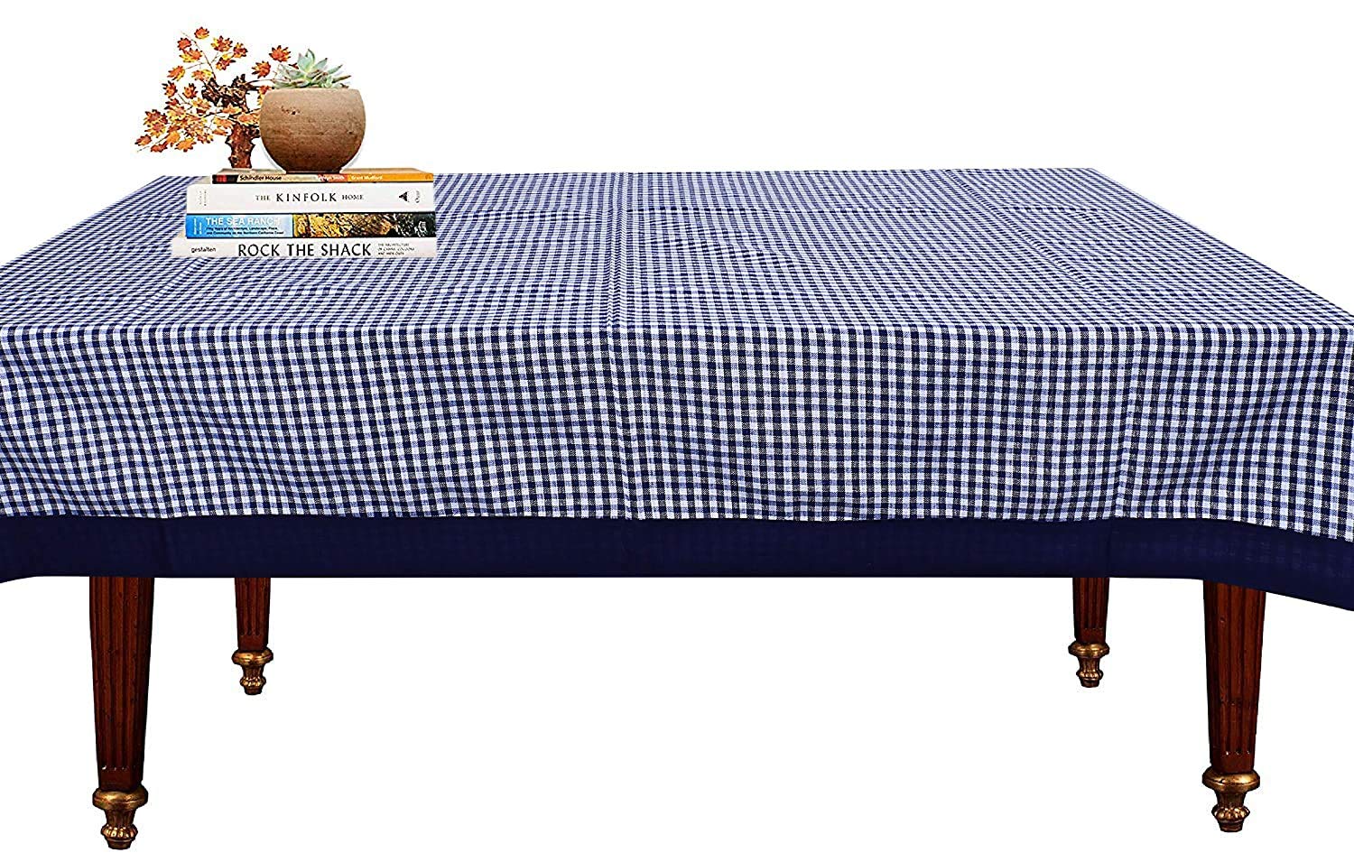 Kuber Industries Premium 100% Cotton 4-Seater Center Table Cover | Stylish Teapoy & Glass Table Cloth | Elegant Study & Dining Table Dastarkhwan | Perfect for Living Room, Office & Home Decor (Blue)