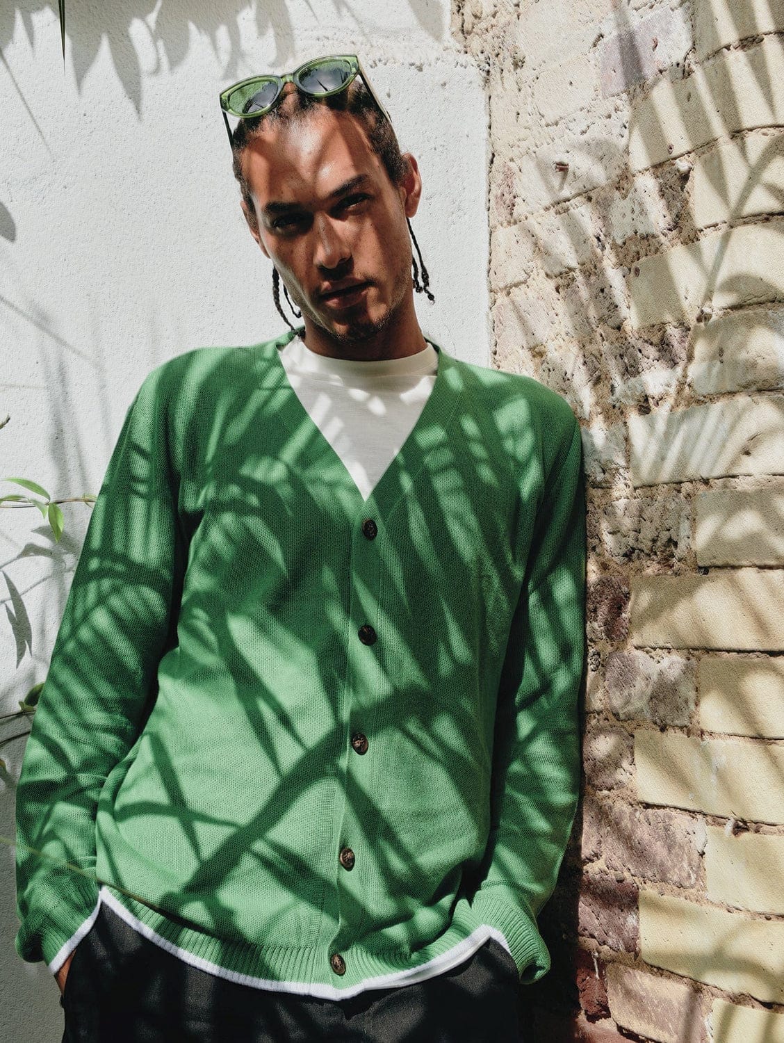 Jacob Men's Cotton Tencel Cardigan Sweater - Soft Lightweight Knit Pullover for Men | Jungle Green | Perfect for Casual Wear, Office & Fall Layering