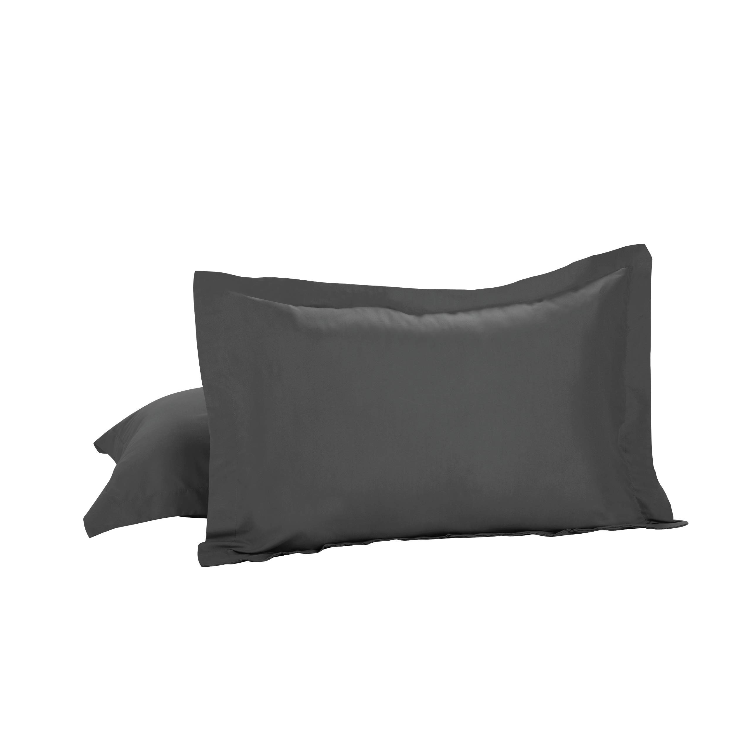 Premium Cotton Blend Bed Pillow Shams Set of 2 - Standard Size Grey Luxury Pillowcases for Modern Bedroom Decor | Soft & Breathable for All-Season Comfort | Perfect for Master Bedroom, Guest Room & Airbnb Stays