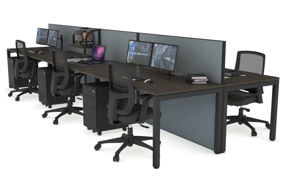 Horizon Quadro 6p Bench with Square Legs - 1800L x 800W Office Workstation with Cable Management Scallop - Perfect for Modern Workspaces, Conference Rooms & Collaborative Office Environments