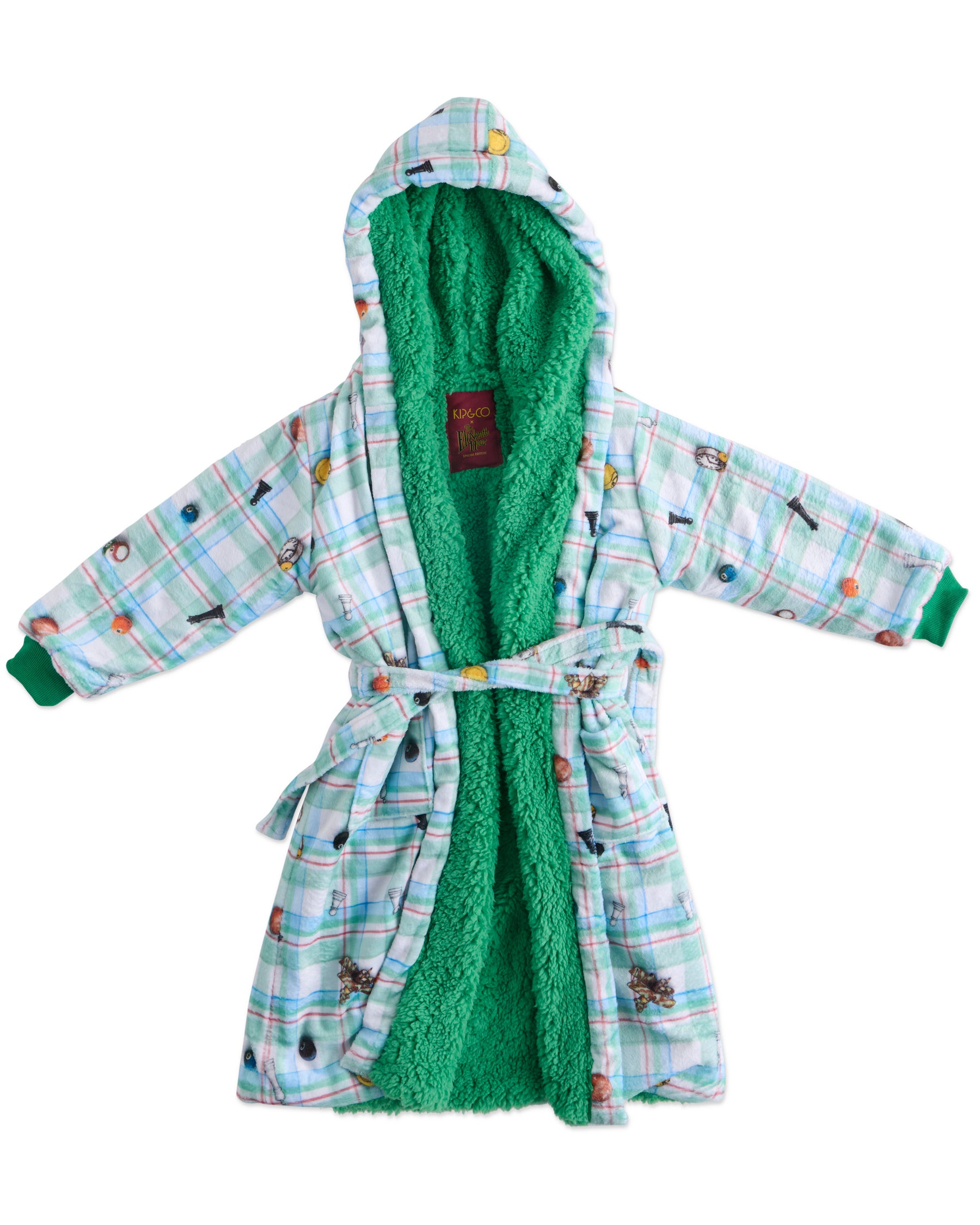 Kip&Co x Eleventh Hour Snookered Tartan Kids Robe - Soft & Cozy Plaid Bathrobe for Boys & Girls - Perfect for Bath Time, Lounging & Winter Warmth