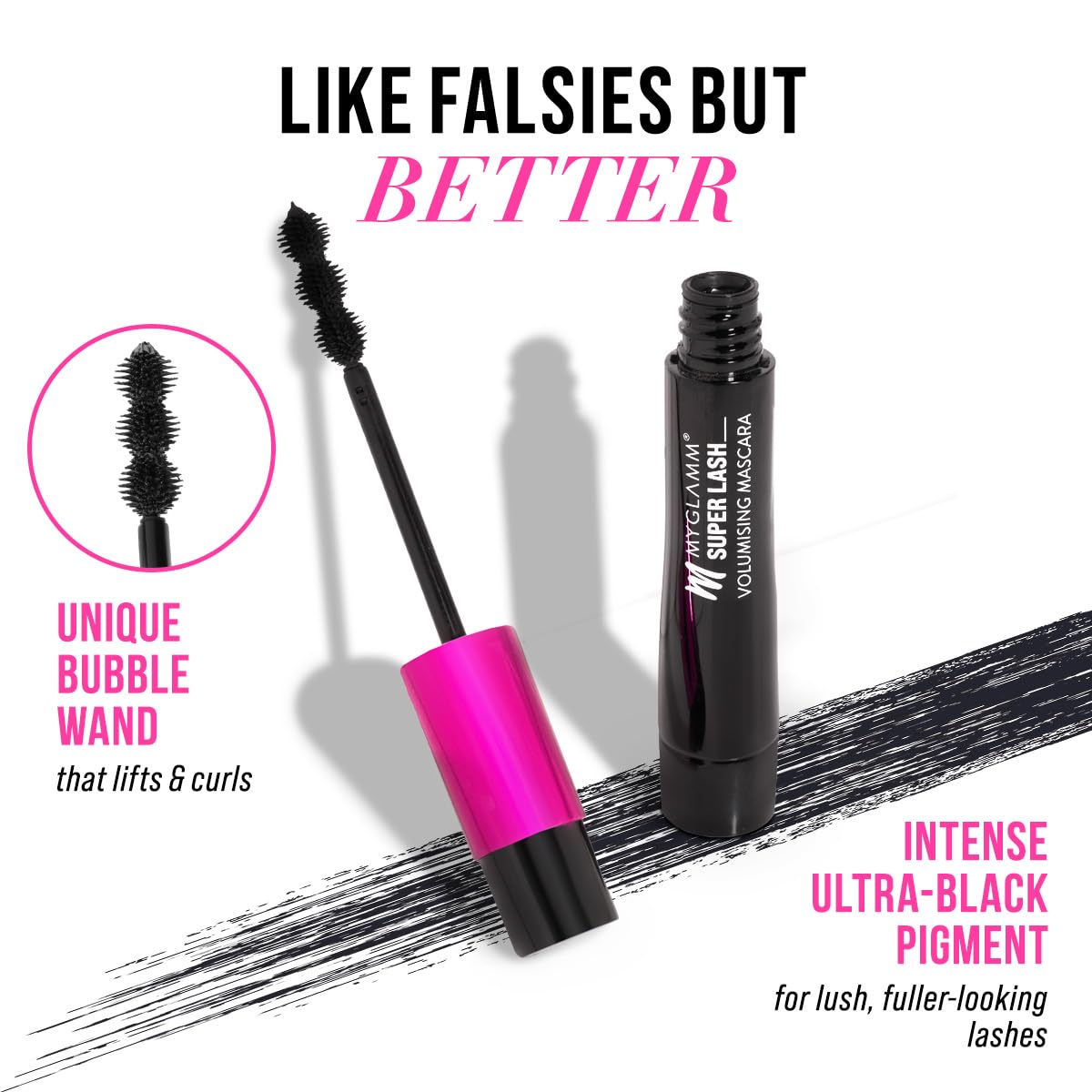 MyGlamm Super Lash Volumizing Mascara - Waterproof, Long-Lasting, High Volume & Curling Mascara with Bubble Wand (9ml, Black) | Perfect for Daytime Wear, Night Out & Special Occasions