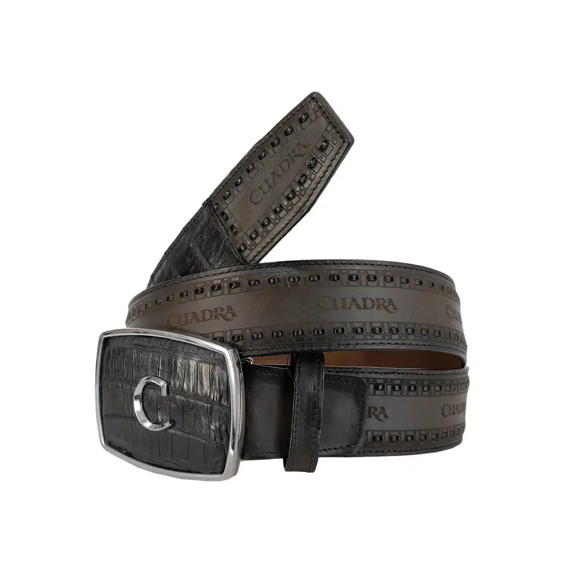 CV397FC Cuadra Black Cowboy Western Fuscus Leather Belt for Men - Durable Genuine Leather Belt for Western Style, Rodeo & Casual Wear