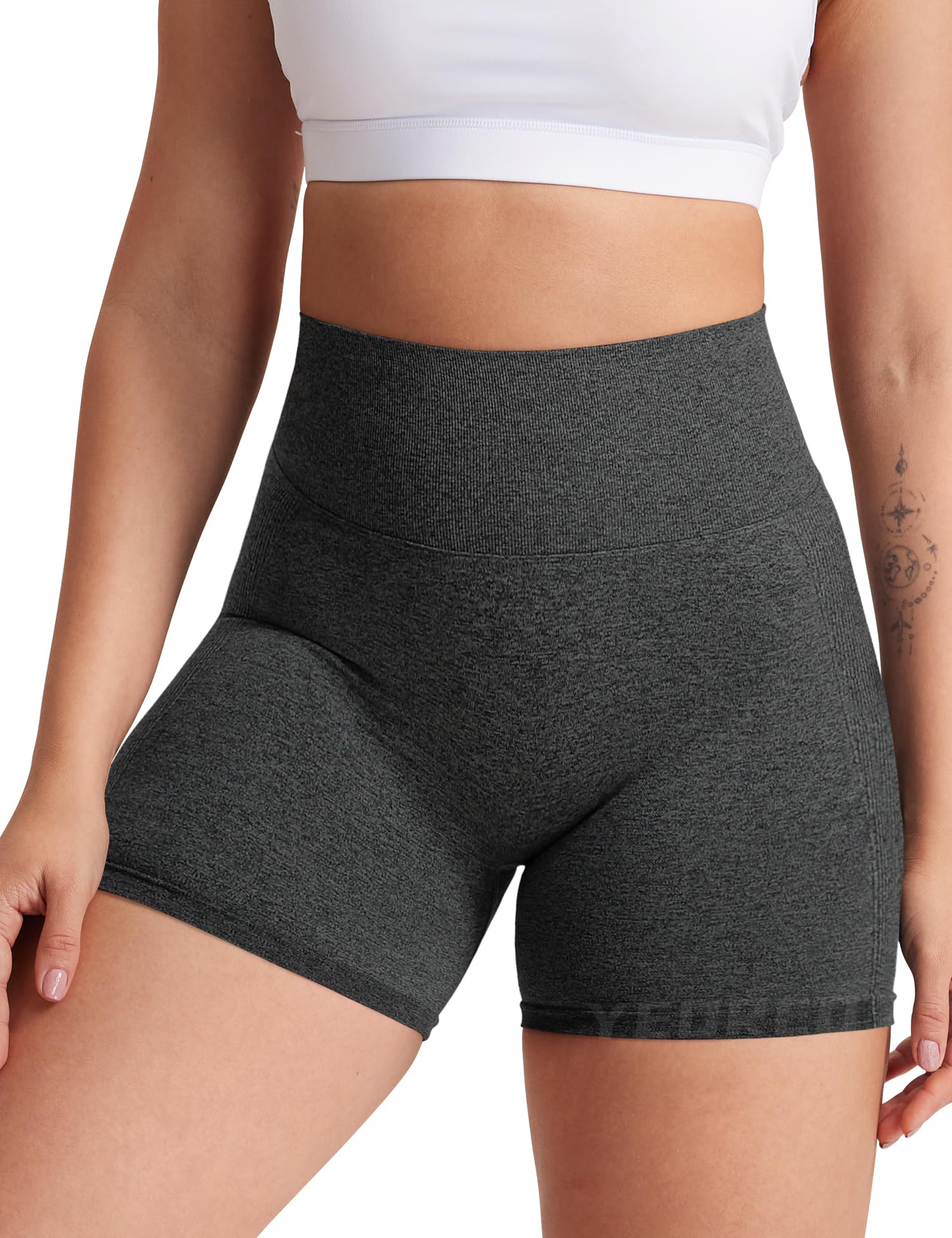 YEOREO High Waist Yoga Shorts for Women - Seamless Workout & Gym Leggings - Perfect for Cycling, Running & Fitness - Comfortable Smile Contour Design