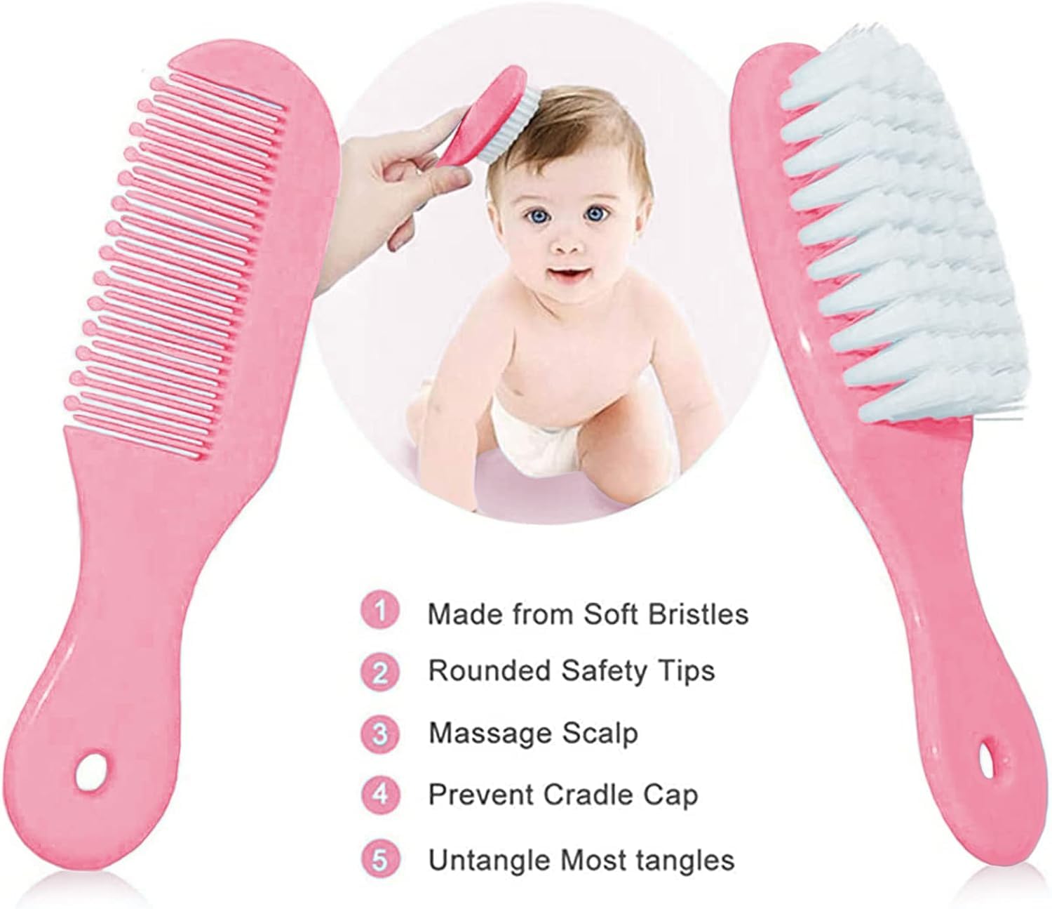 **Baby Grooming Kit for Newborns - Complete Infant Care Set with Hair Brush, Comb, Nail Clipper & Nasal Aspirator - Essential Baby Grooming Supplies for Girls & Boys (Pink) - Perfect for Bath Time, Travel & Daily Baby Care**