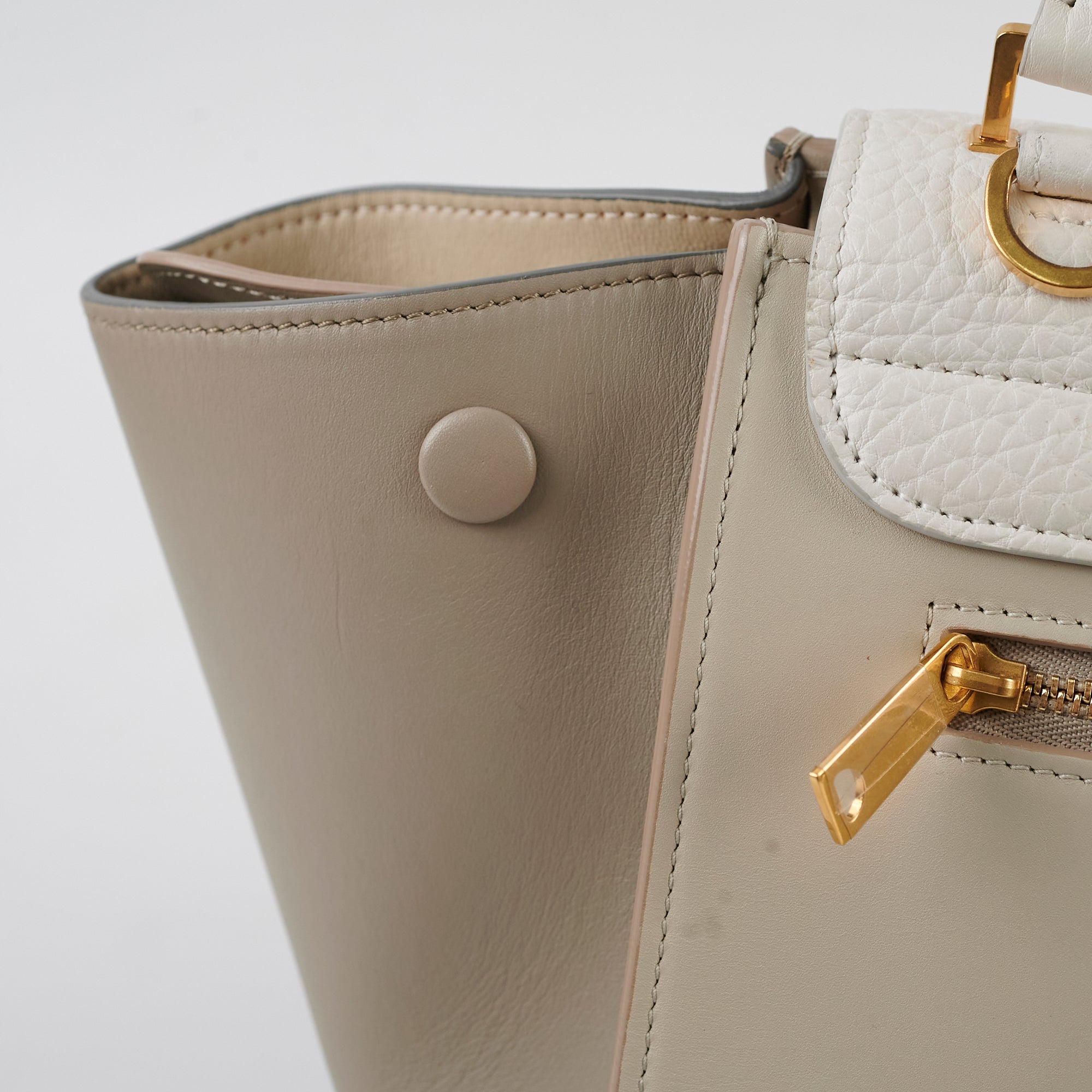 Celine Trapeze Small Leather Handbag in Beige & Cream - Perfect for Work, Travel & Everyday Use