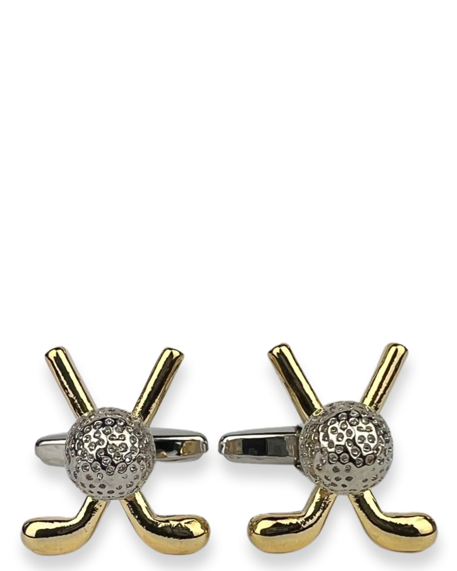 DÉCLIC Golf Stick & Ball Cufflinks - 18K Gold Plated Elegant Dress Accessories for Men - Perfect for Weddings, Business Meetings & Formal Events