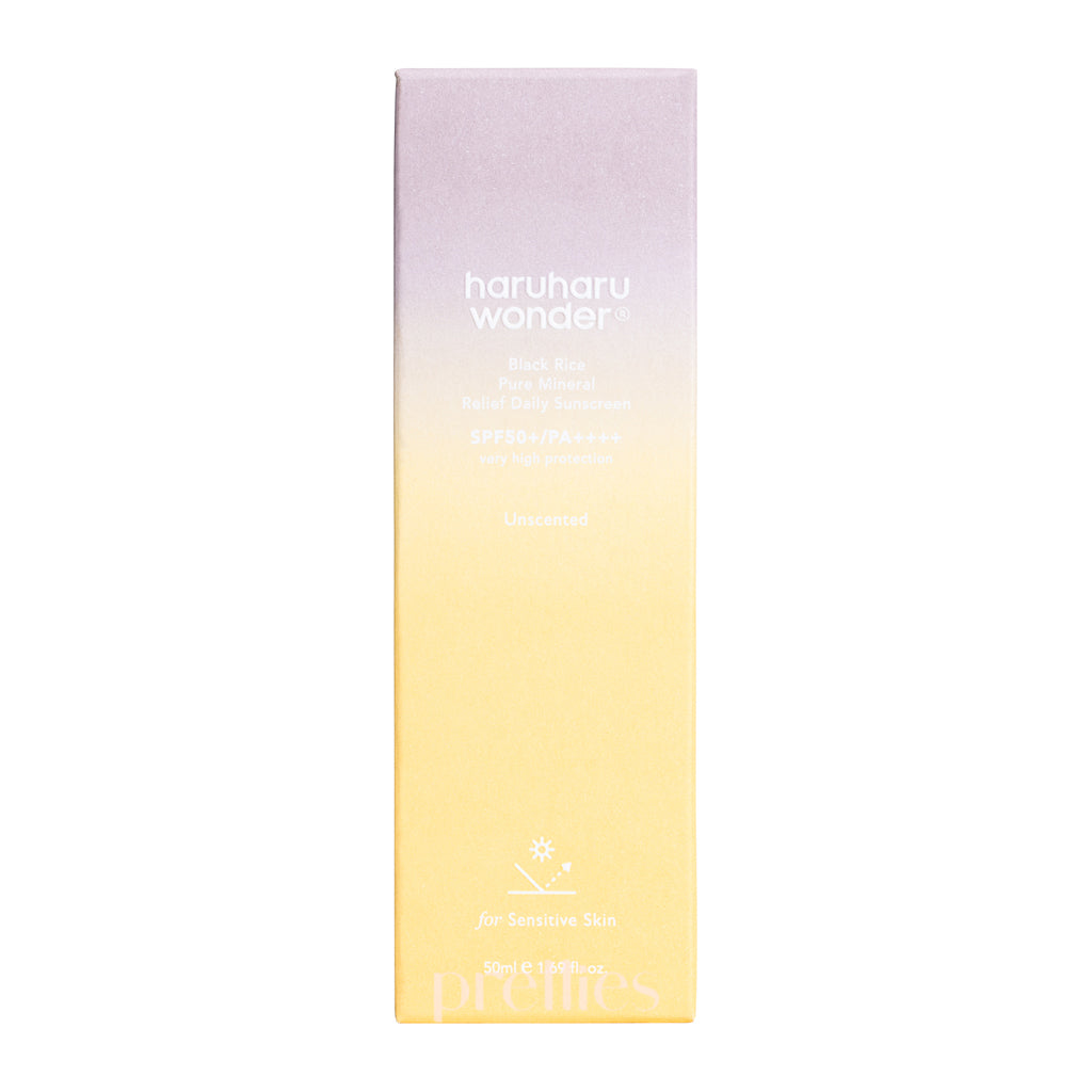 Haruharu Wonder Black Rice Pure Mineral Relief Daily Sunscreen SPF50+ PA++++ 50ml - Vegan Korean Sunscreen for Face, Sensitive Skin & Daily UV Protection - Perfect for Outdoor Activities, Beach & Travel