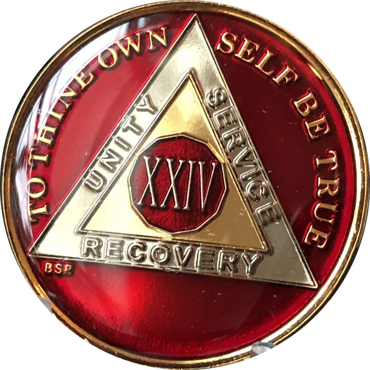 24 Year Mandarin Red Gold & Nickel Tri-Plate AA Medallion Chip - Premium Collectible Poker Chip for Casino Nights, Home Games & Gift Giving
